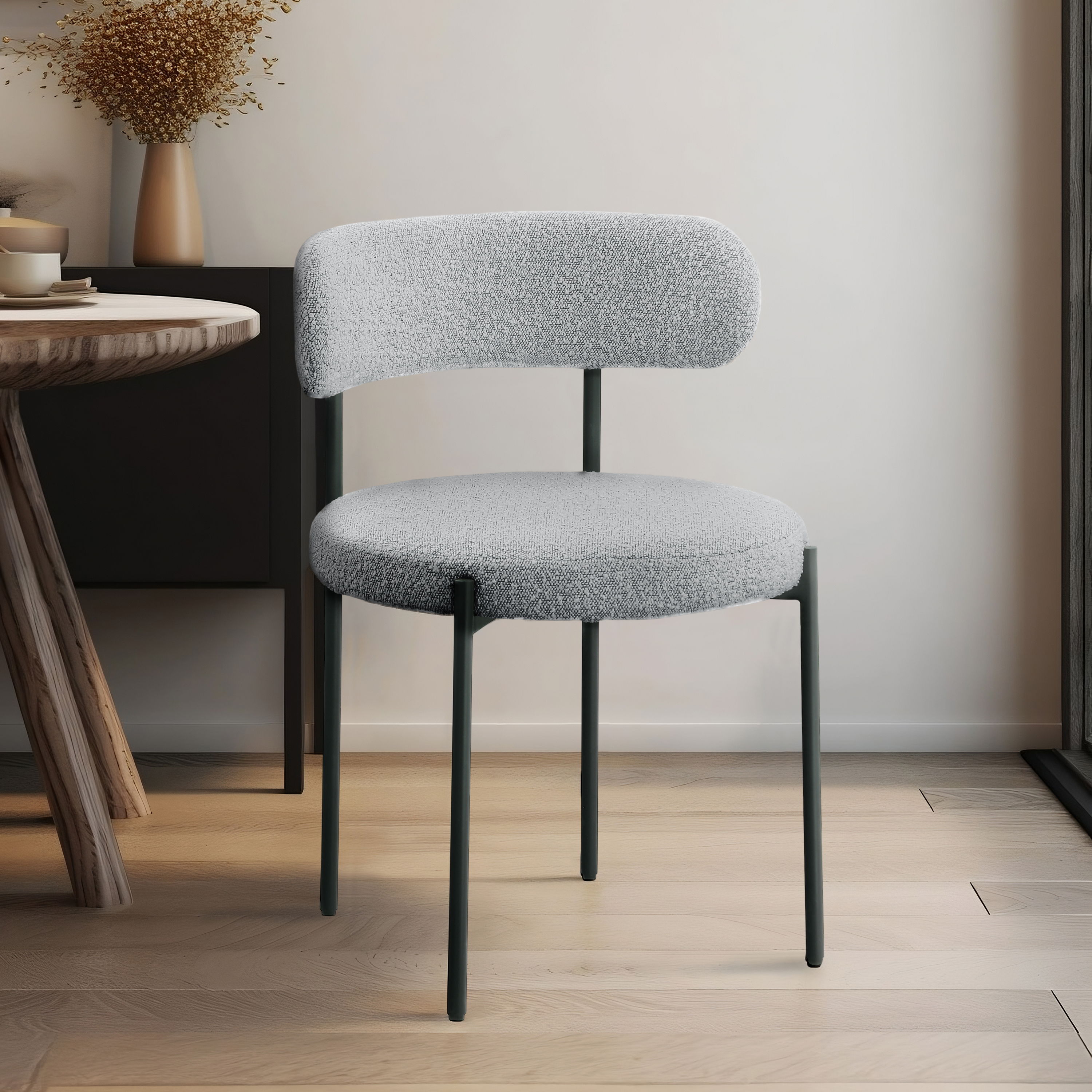 Beacon - Boucle Fabric Dining Chair (Set of 2) - Gray