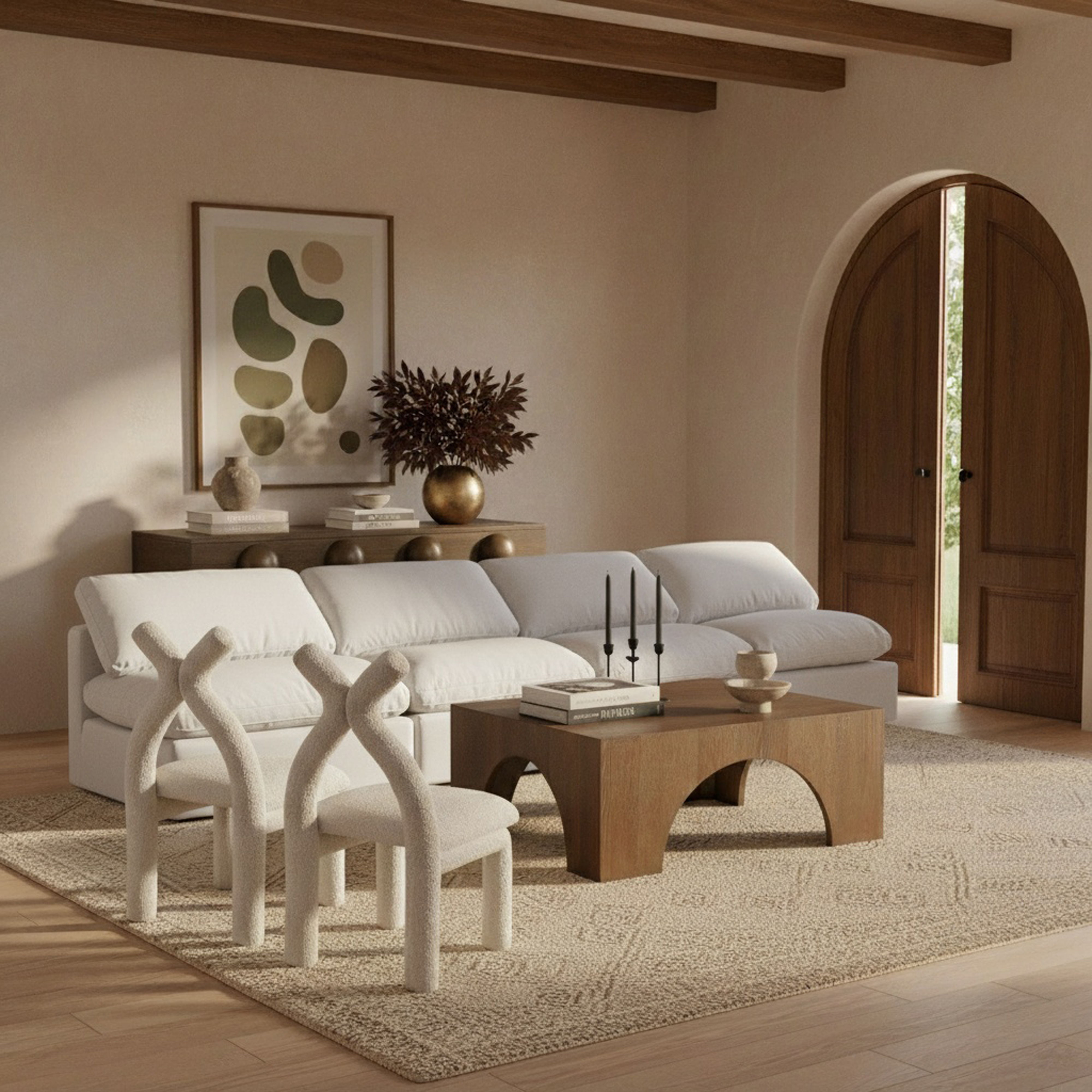 Indulge - Linen 4 Piece Modular Armless Sofa - White