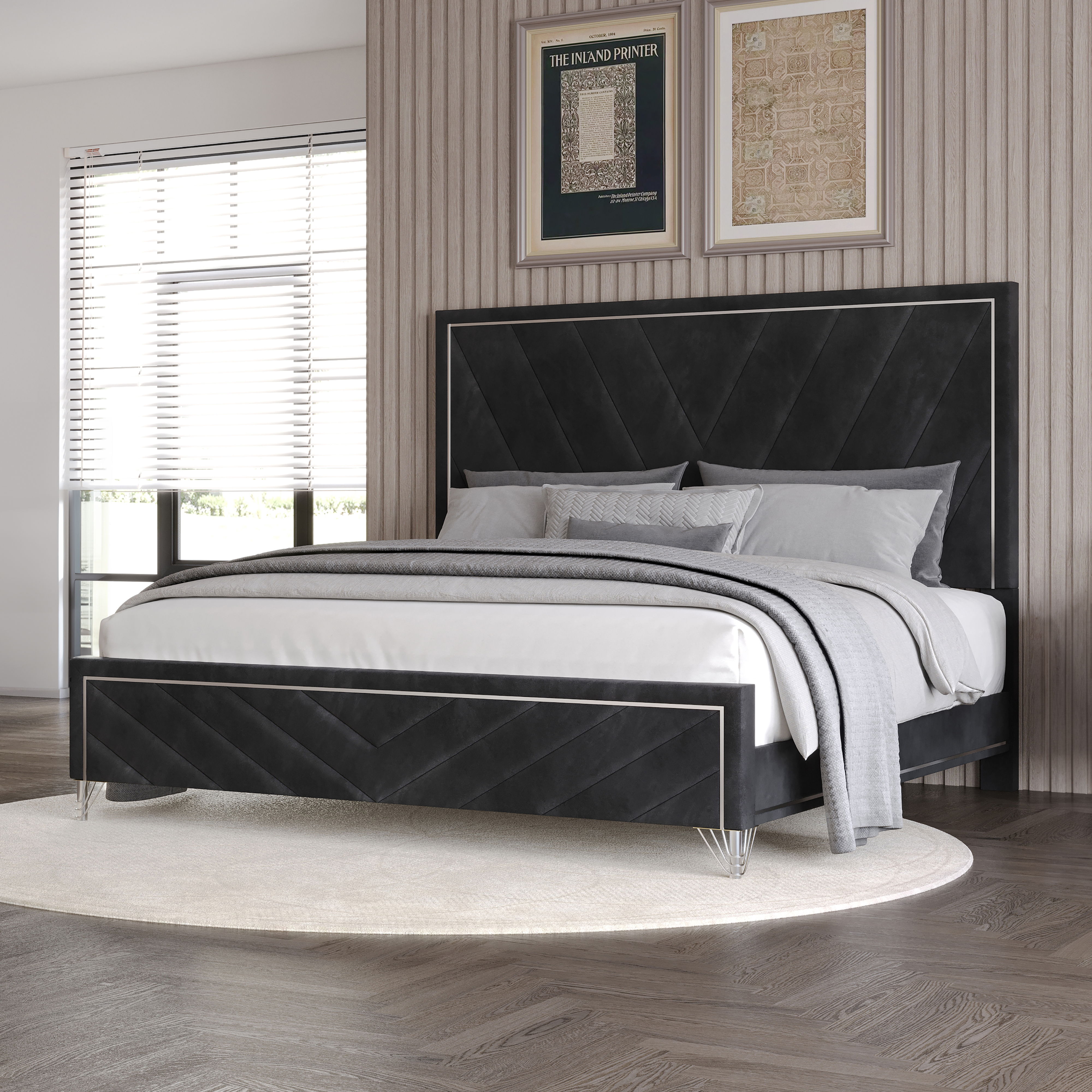 Ava - 5/0 Queen Bed - Ebony, black