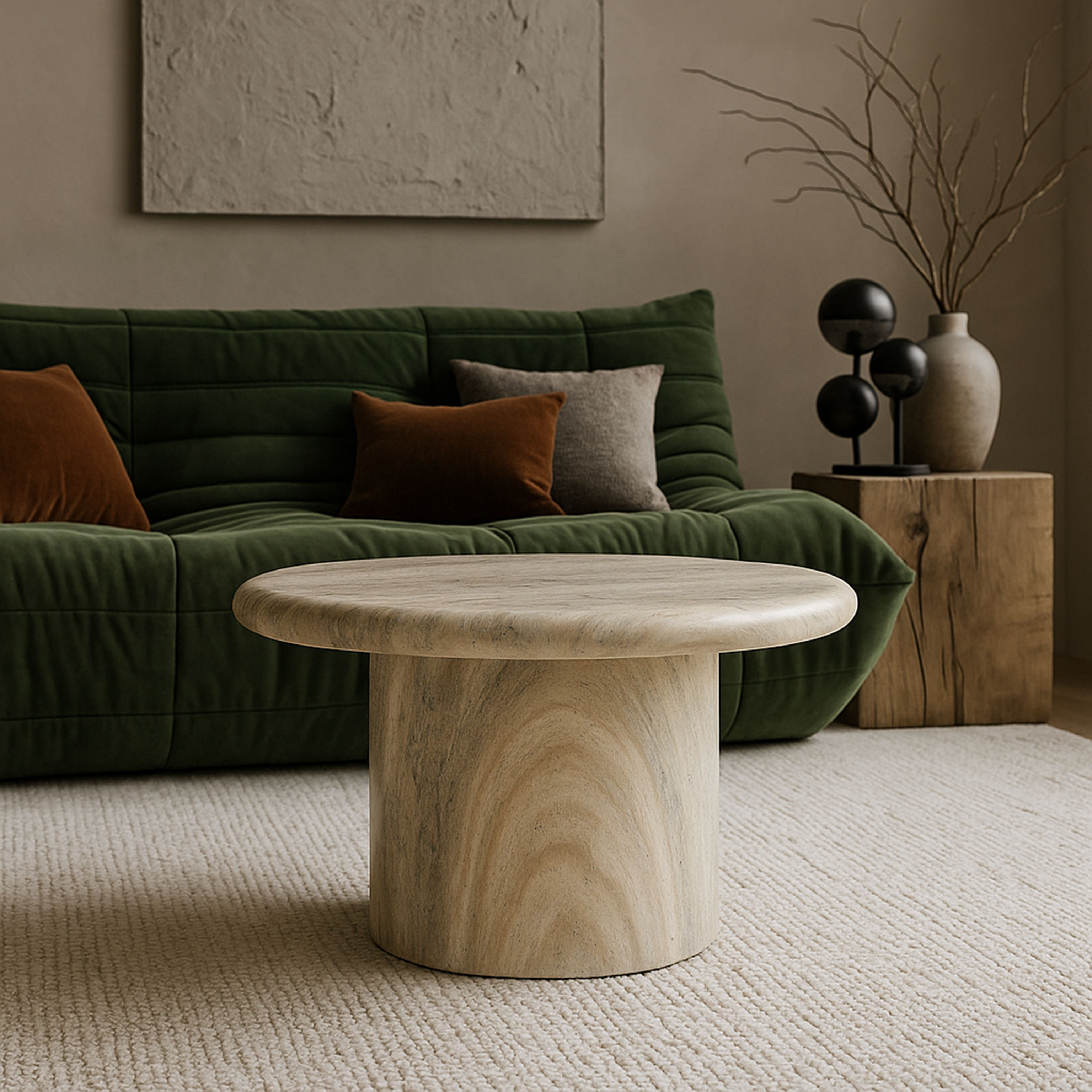 Emara - 16" Concrete And Fiberglass Indoor / Outdoor Coffee Table - Natural