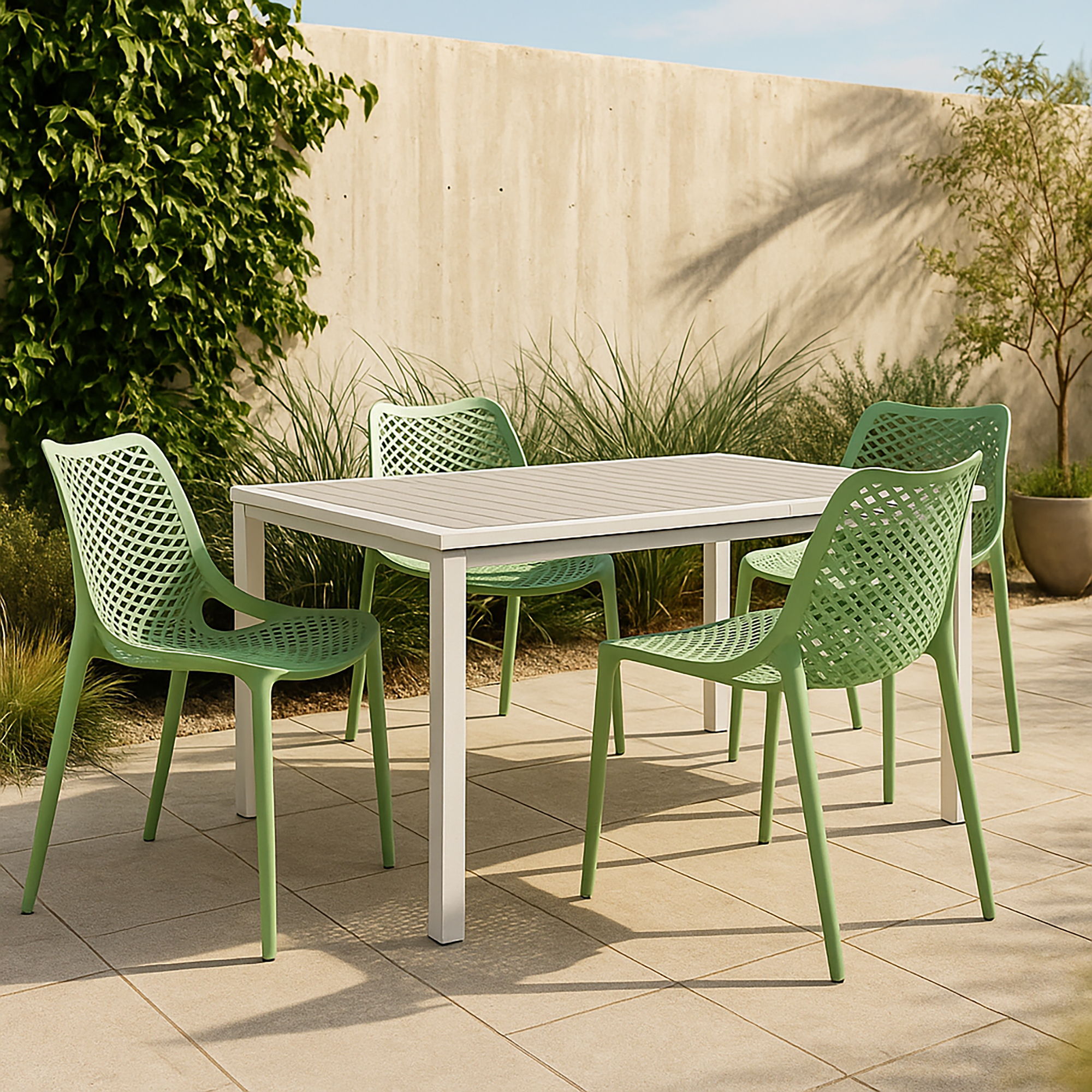 Mykonos - Plastic Outdoor Patio Dining Chair (Set of 4) - Mint