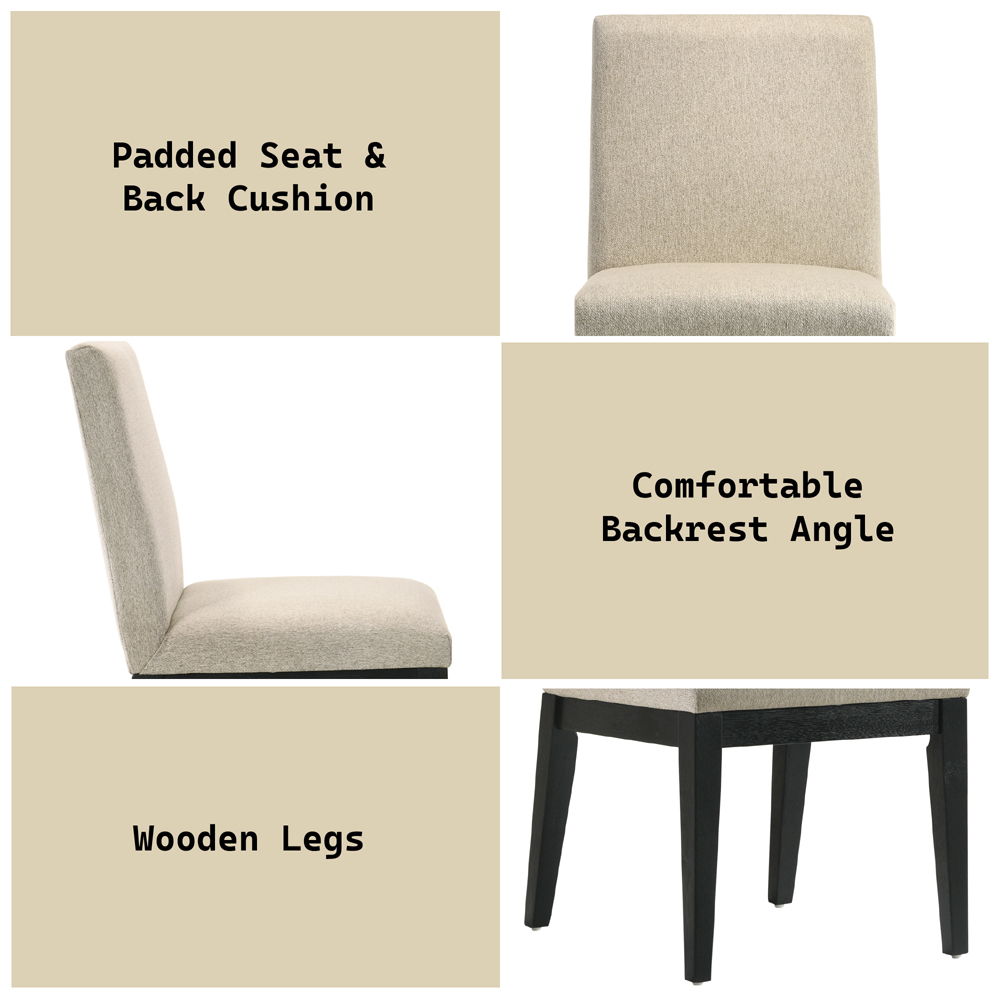 Froja - Side Chair (Set of 2) - Beige Fabric & Black, beige, view 6