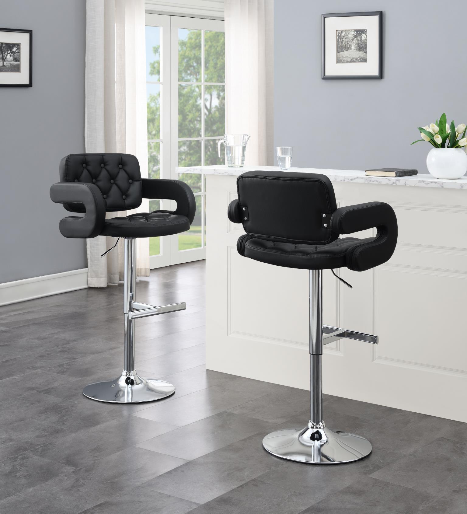 ST120 - Faux Leather Bar Stool (Set of 2) - Black