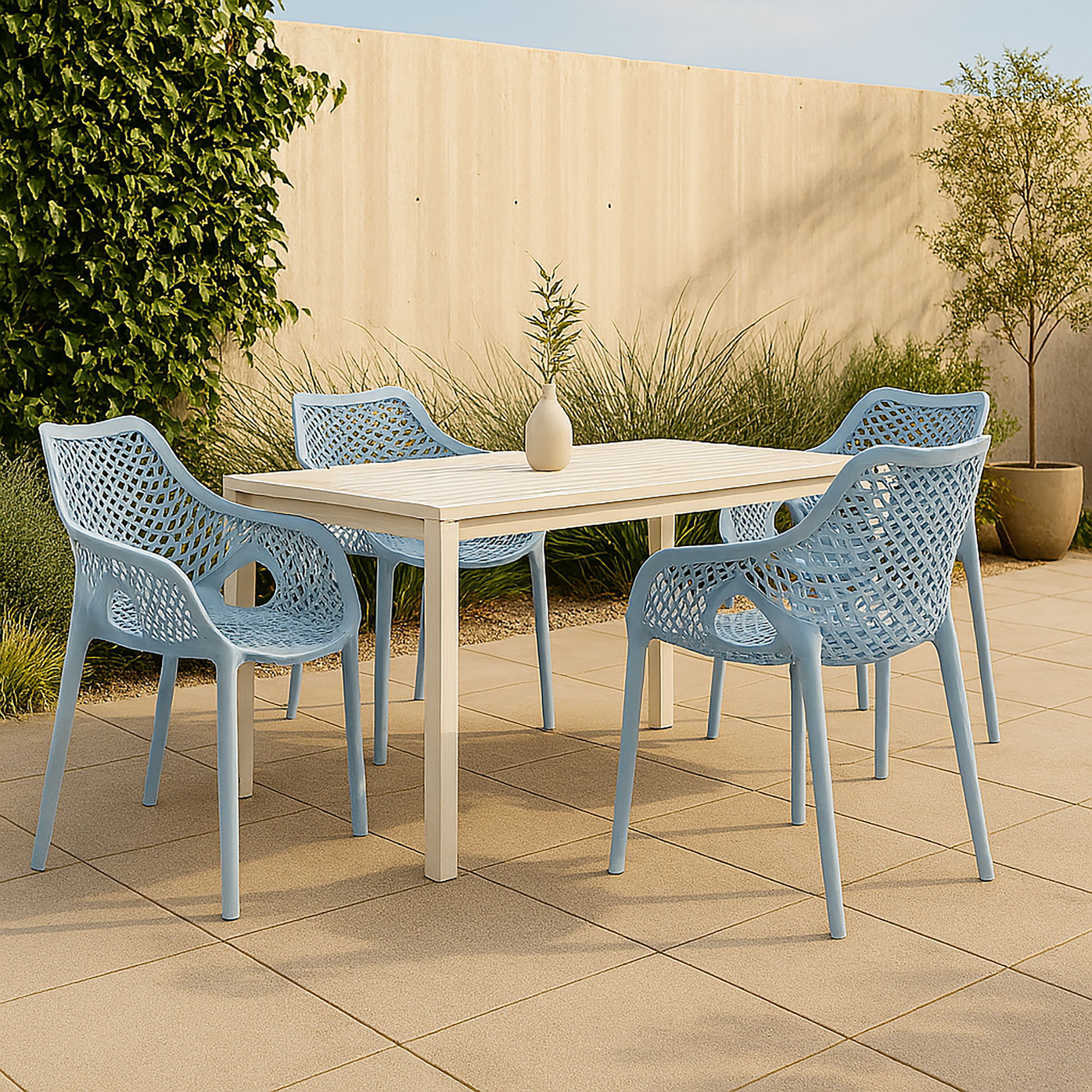 Mykonos - Outdoor Patio Dining Chair (Set of 4) - Sky Blue