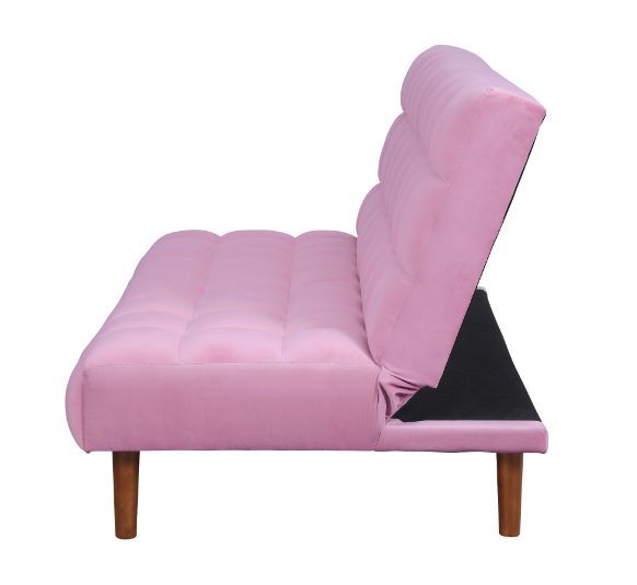 Yolandi - Adjustable Sofa - Pink Velvet & Dark Walnut, pink, view 4
