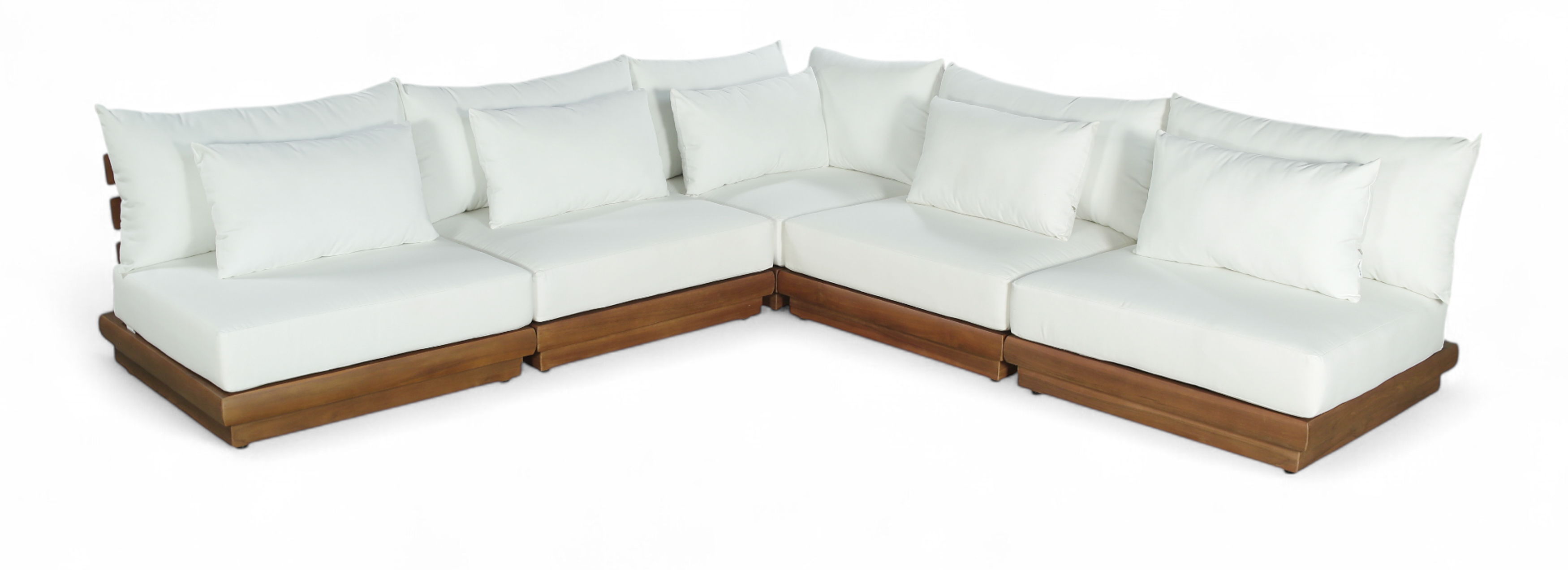 5 Pc · Water Resistant Fabric 112" Upholstered Outdoor Patio Modular Sectional - Off