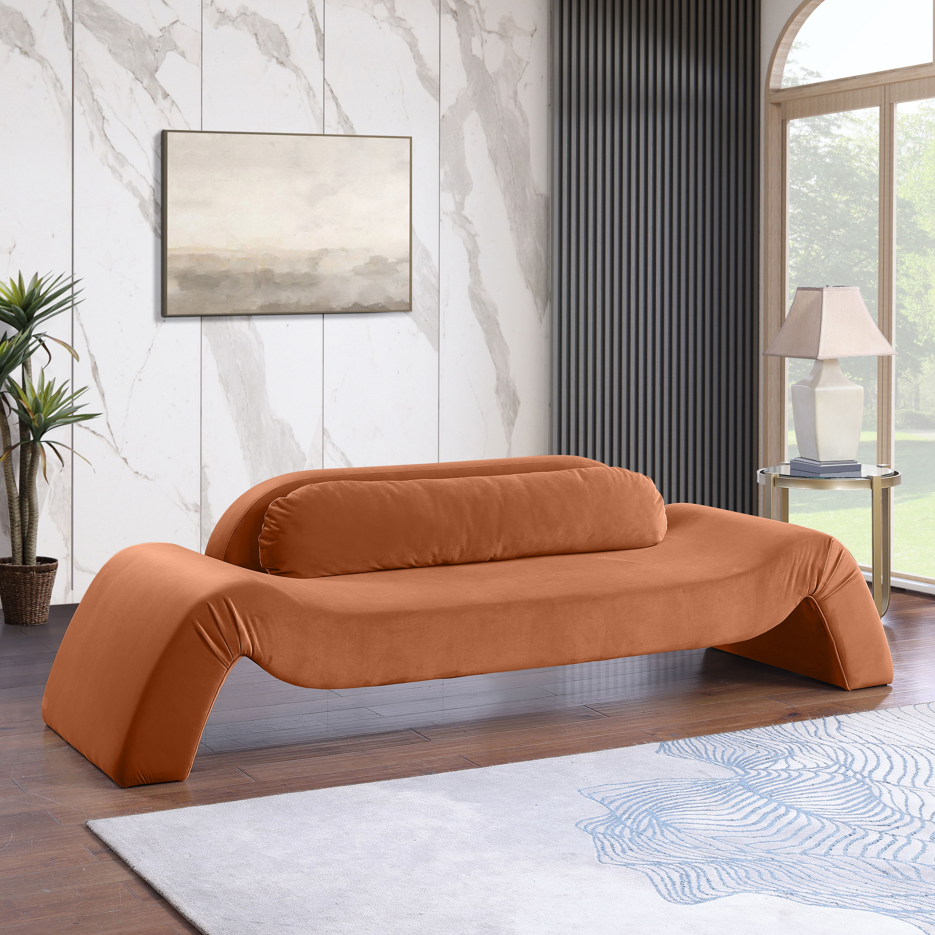 Austin - Velvet Sofa - Cognac