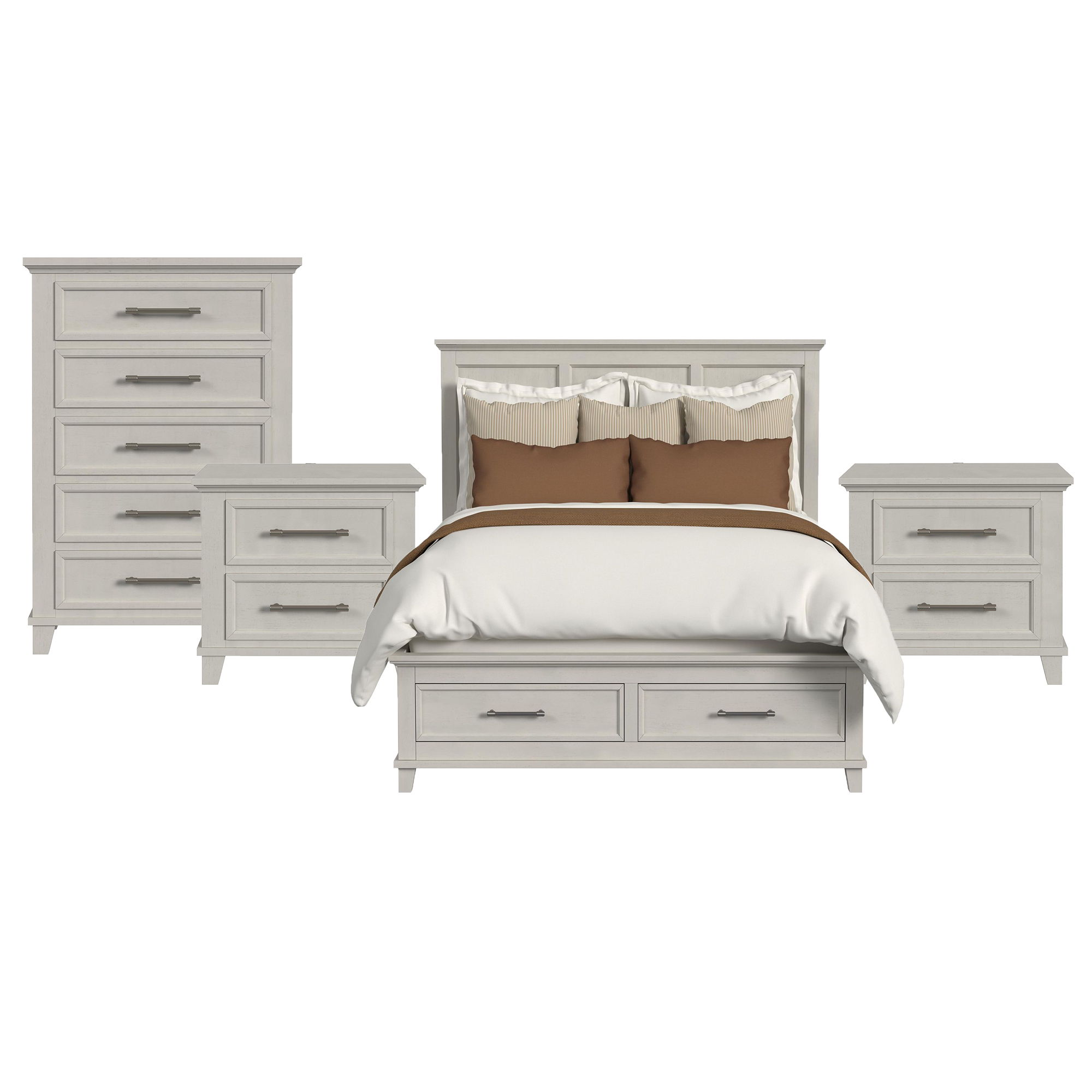 Queen · 4 Pc · Bedroom Set With 2 Nightstands & Chest