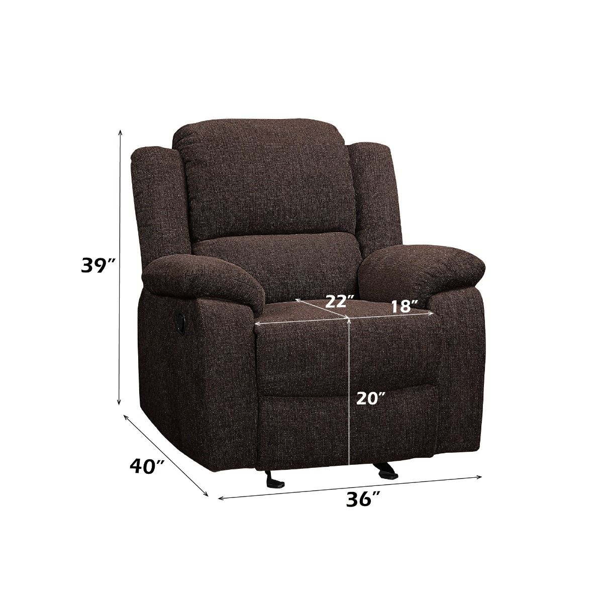 Madden - Motion Glider Recliner - Brown Chenille, dark brown, view 6
