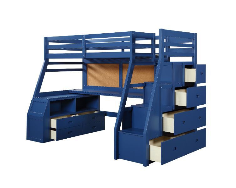 Jason II - Twin Loft Bed With Storage - Navy Blue, blue, view 2
