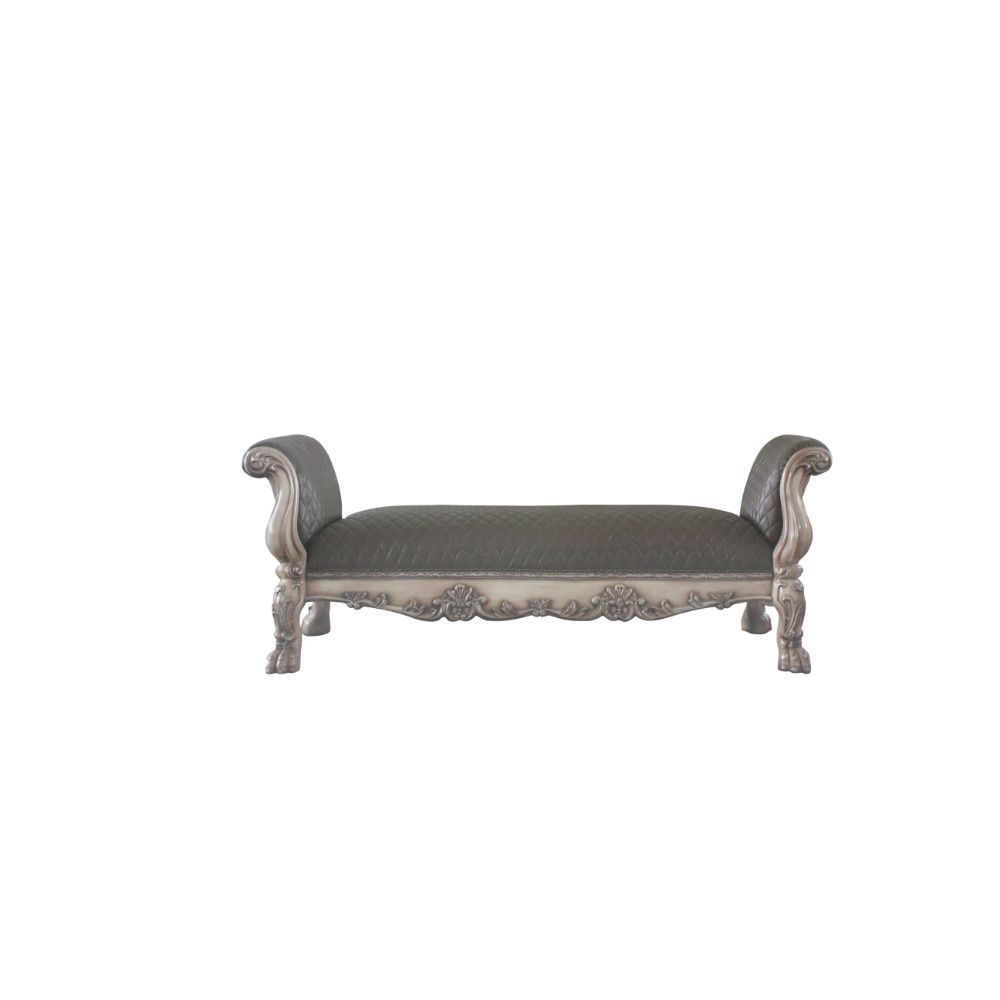 Dresden - Bench - Synthetic Leather & Vintage Bone White, silver, view 2