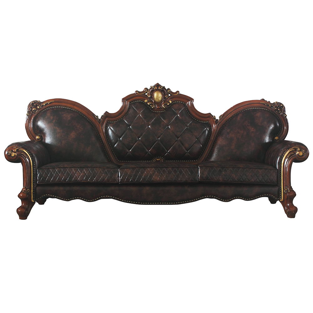 Picardy - Oversized Sofa With 5 Pillows - Synthetic Leather & Honey Oak, dark brown, view 8