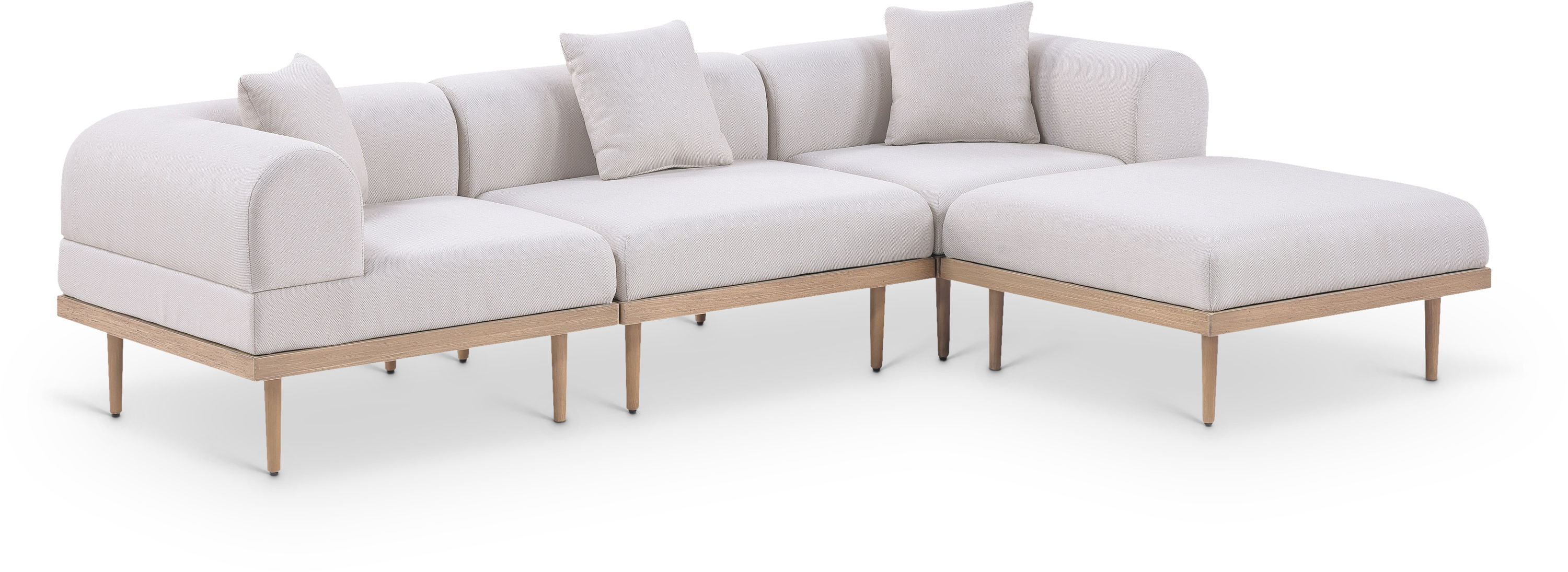 4 Pc · Resilient Water Resistant Fabric 106.5" Upholstered Outdoor Patio Modular Sectional