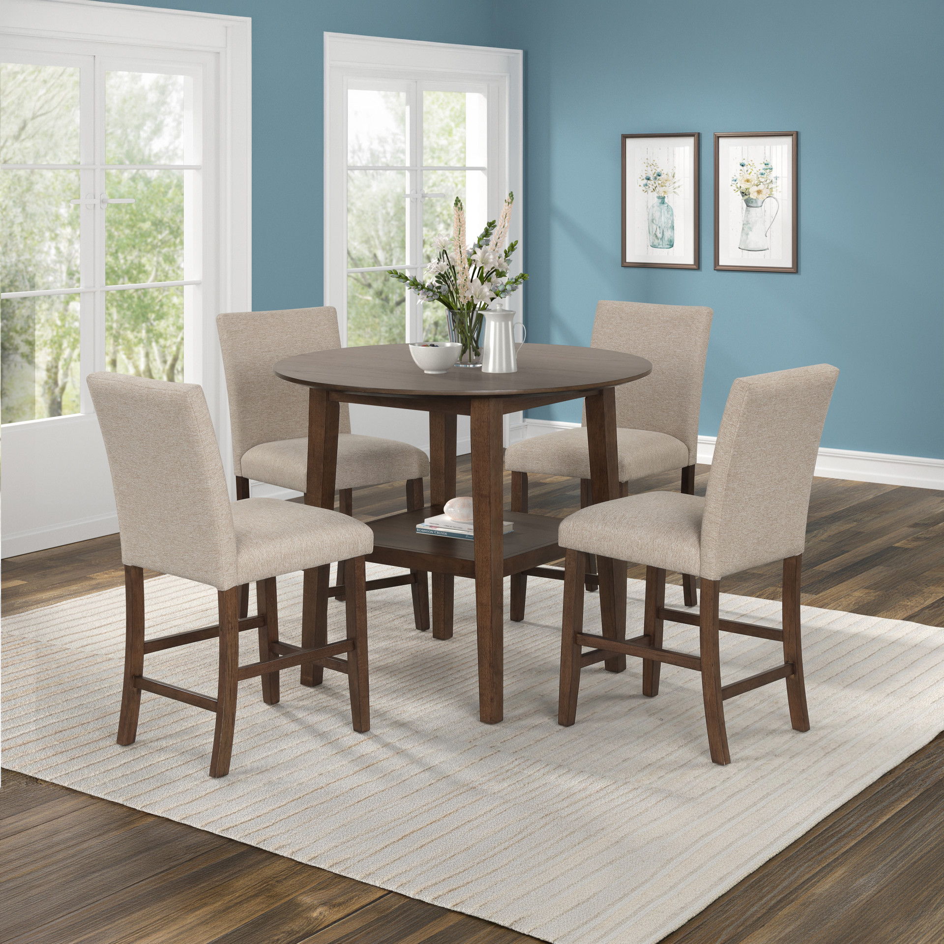 5 Pc · 42" Round Counter Table & 4 Chairs