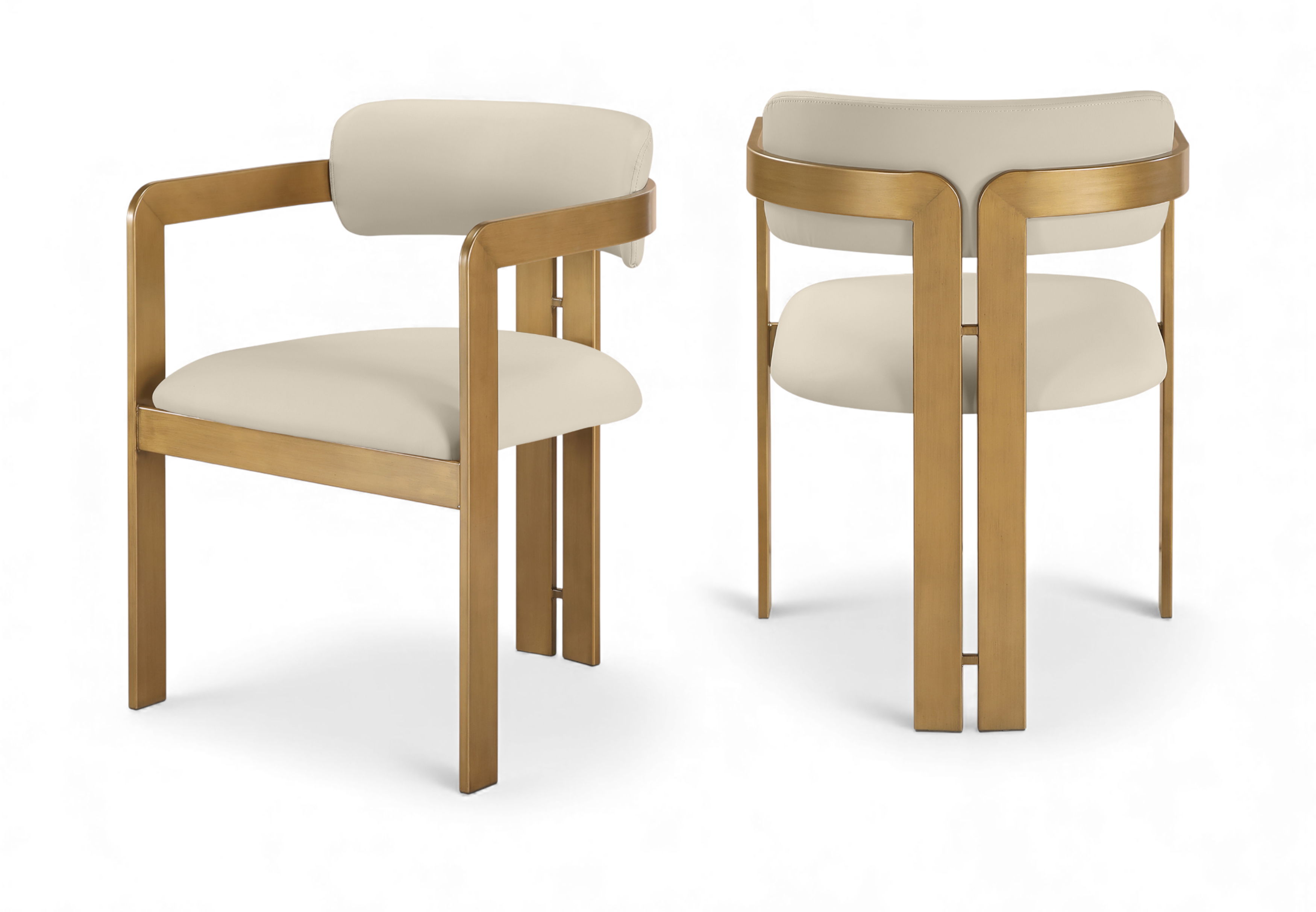 Aurum - Vegan Leather Upholstered Dining Chair (Set of 2) - Beige / Brushed Brass