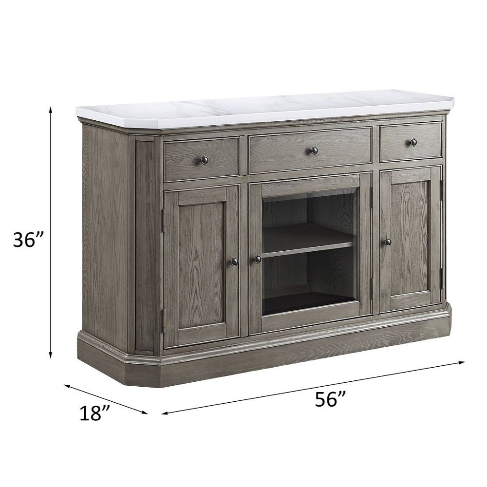 Zumala - Server - Marble Top & Weathered Oak, light brown, view 4