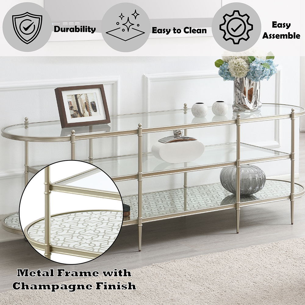 Zaba - TV Stand - Glass Top & Champagne, silver, view 7
