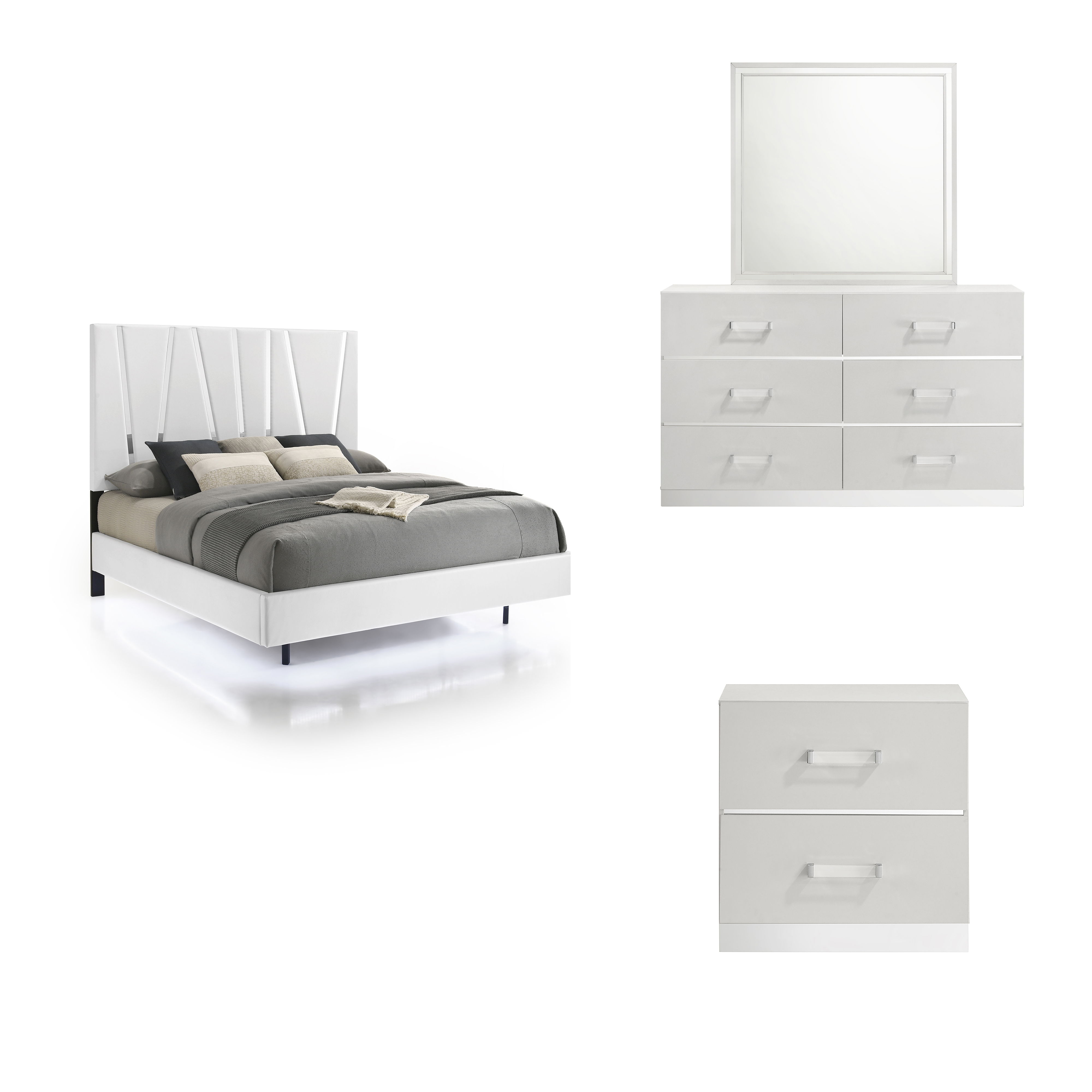 Queen · 4 Pc · Bed, Dresser, Mirror, Nightstand