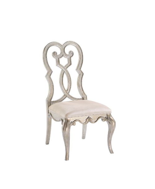 Esteban - Side Chair (Set of 2) - Ivory Velvet & Antique Champagne, beige