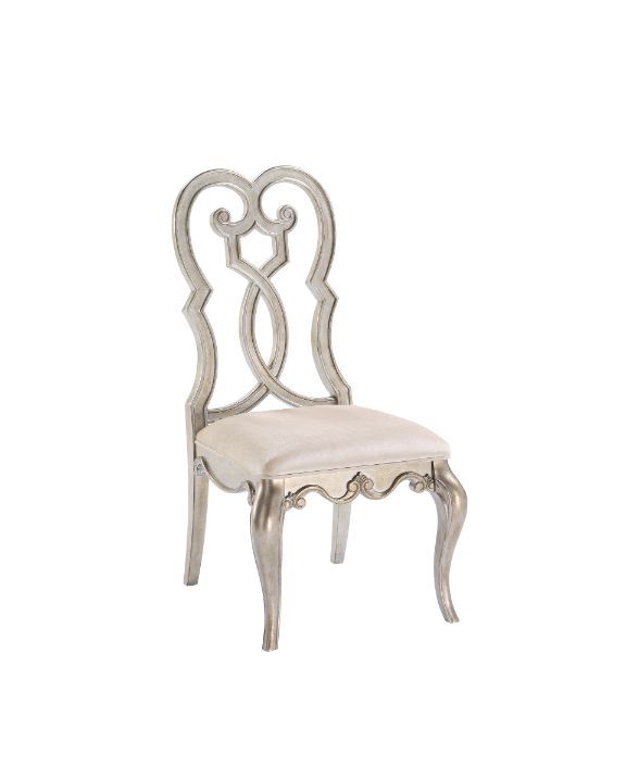 Esteban - Side Chair (Set of 2) - Ivory Velvet & Antique Champagne, beige