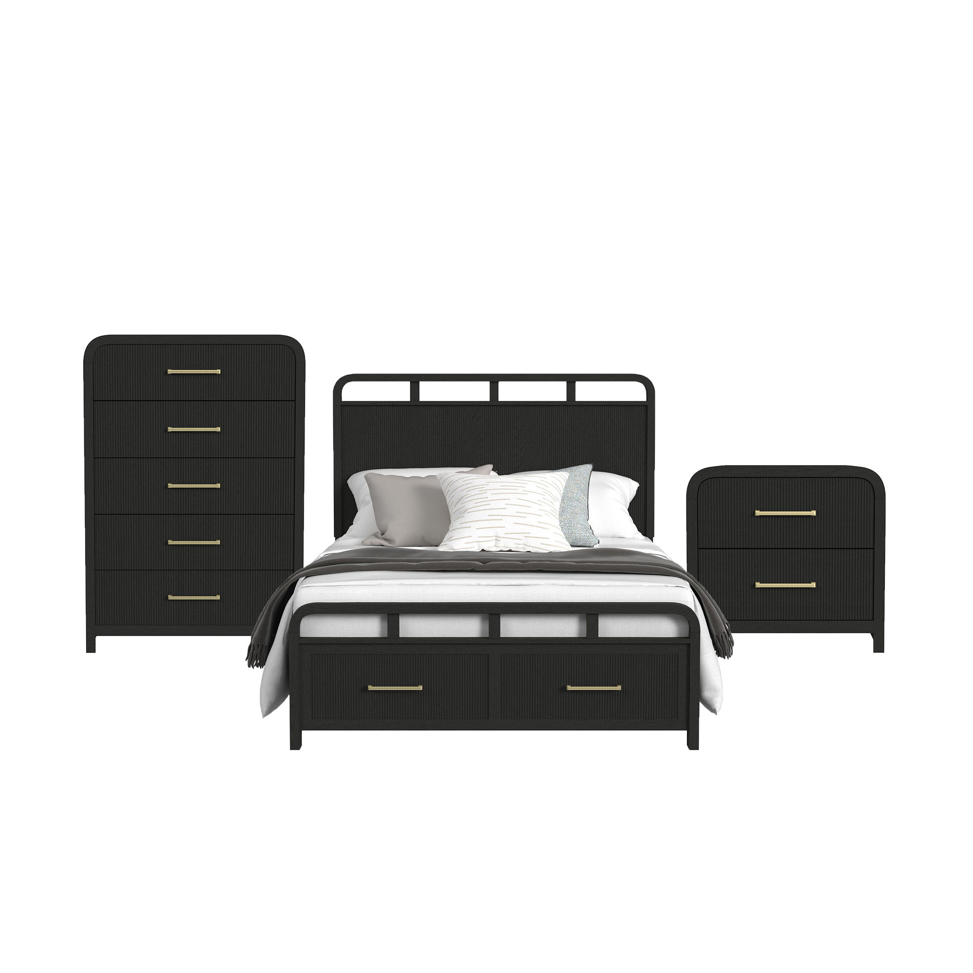 Ridgemont - Full Storage 3 Piece Bedroom Set - Black With Grain