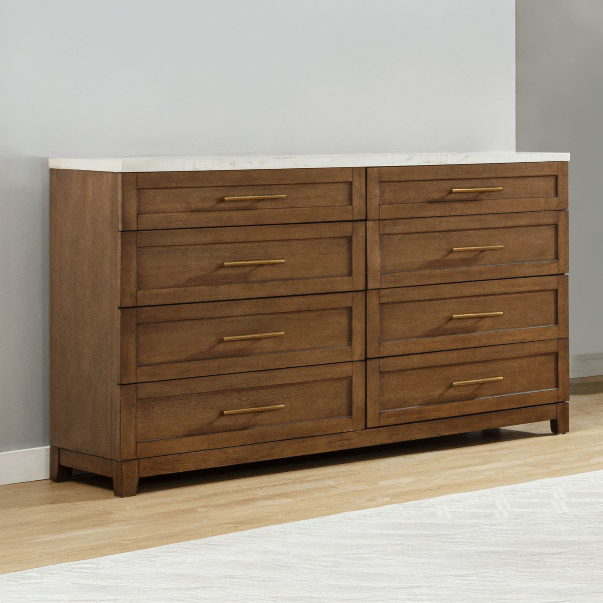 Devonshire - Dresser With Marble Top - Cognac, light brown