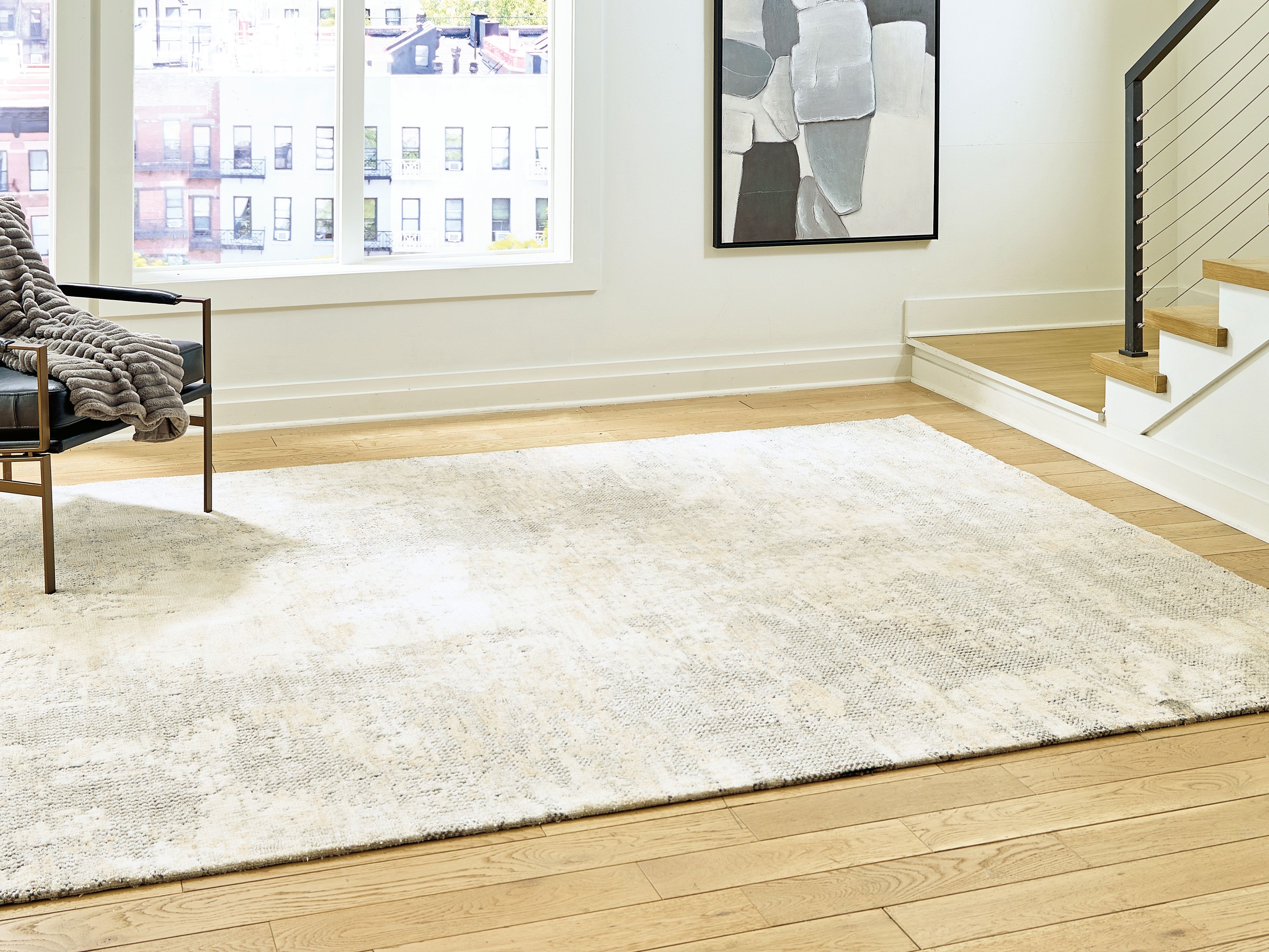 Ashley Furniture Raif - 8' x 10' Rug - Gray / White / Cream - Image 4