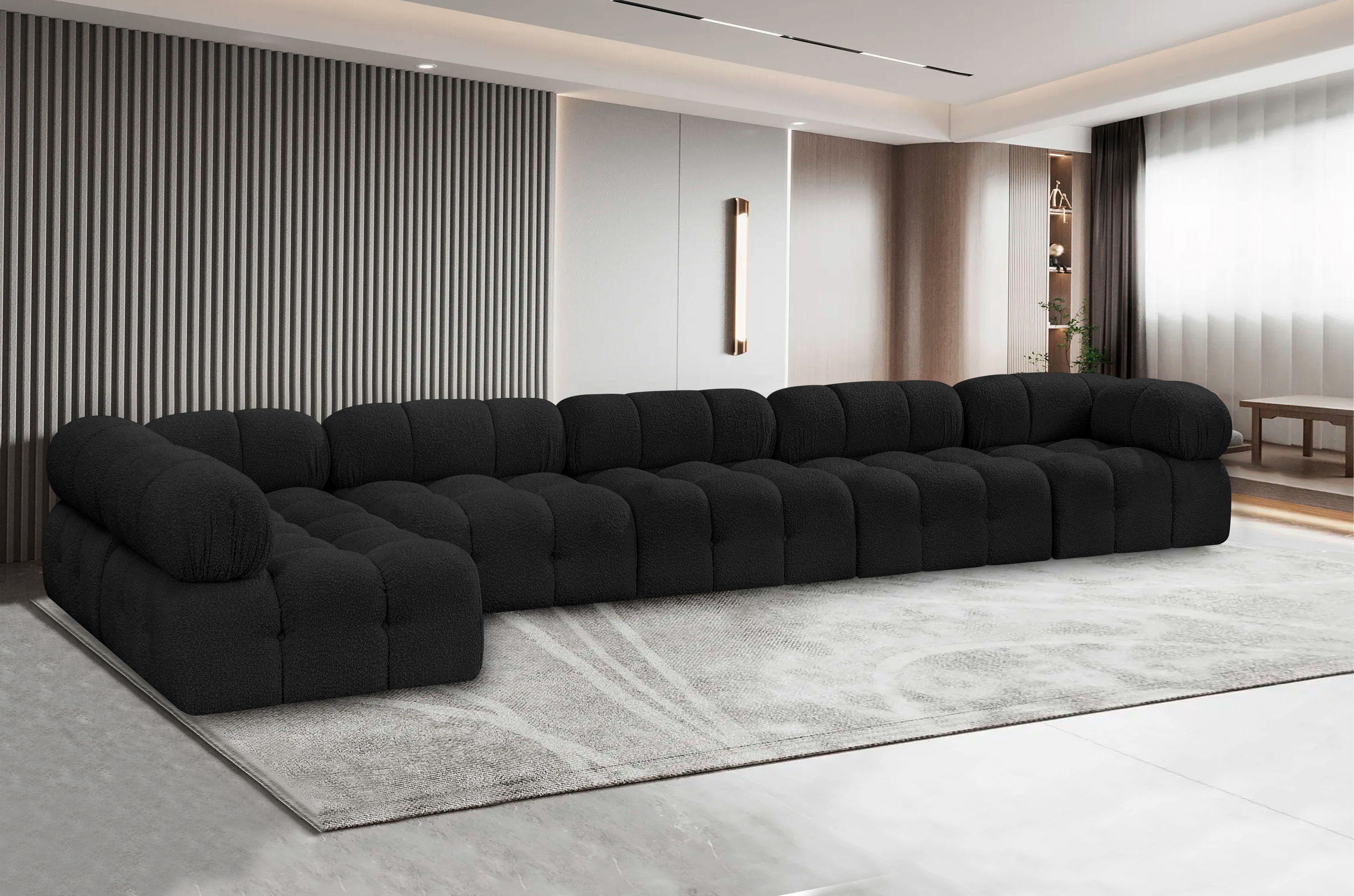 Ames - 6 Piece Modular L-Shaped Sectional - Black