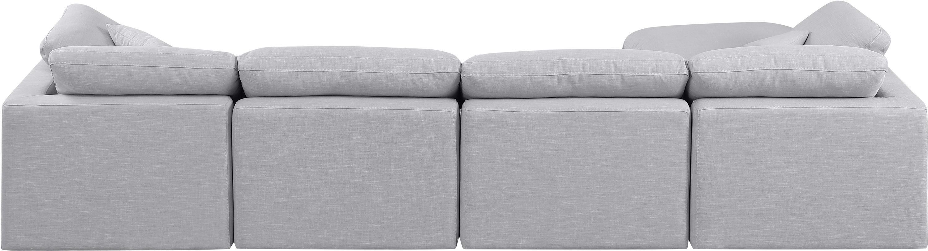 Indulge - Linen 5 Piece Modular Sectional With Chaise - Gray