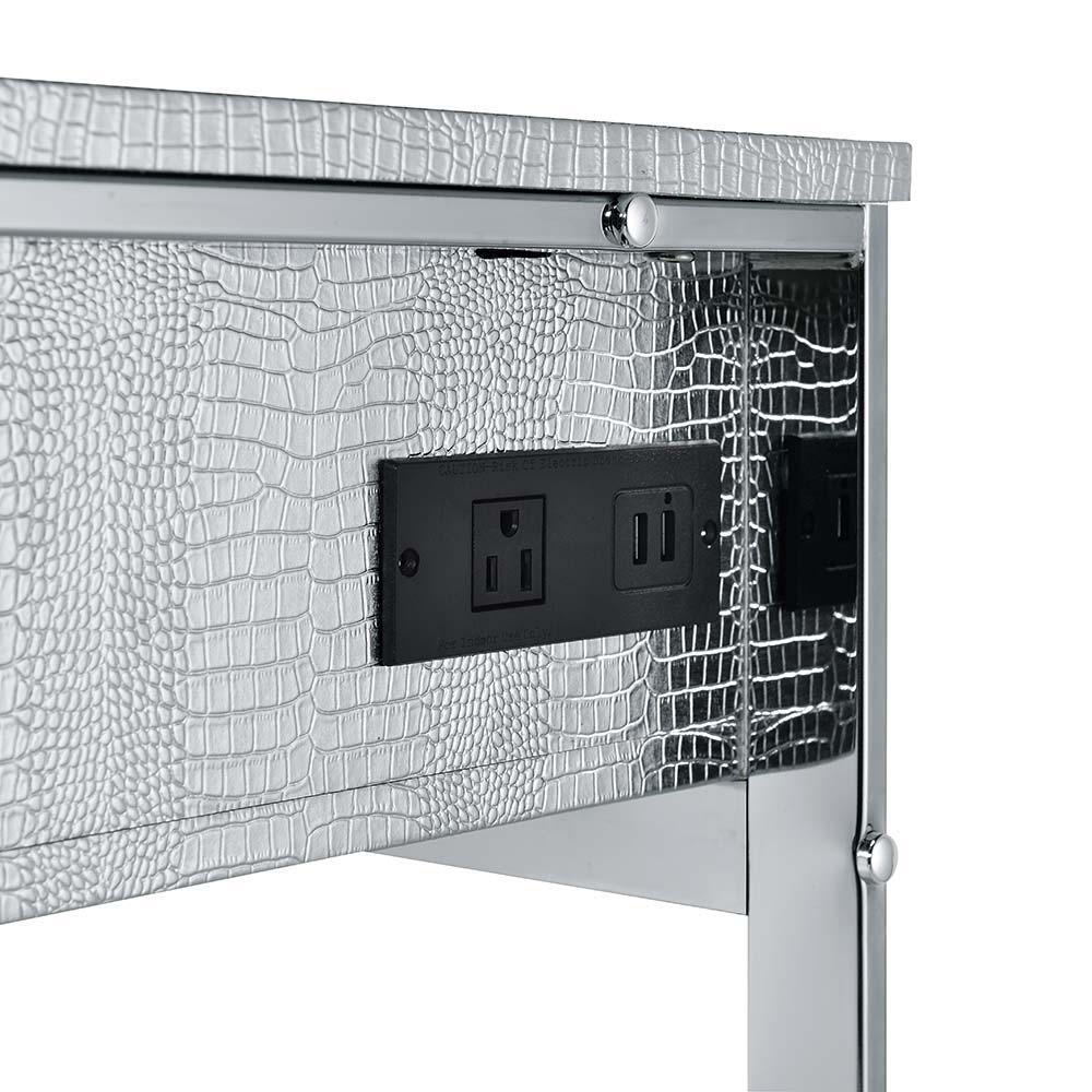 Myles - Vanity Set With USB - Antique White & Chrome, silver, view 5