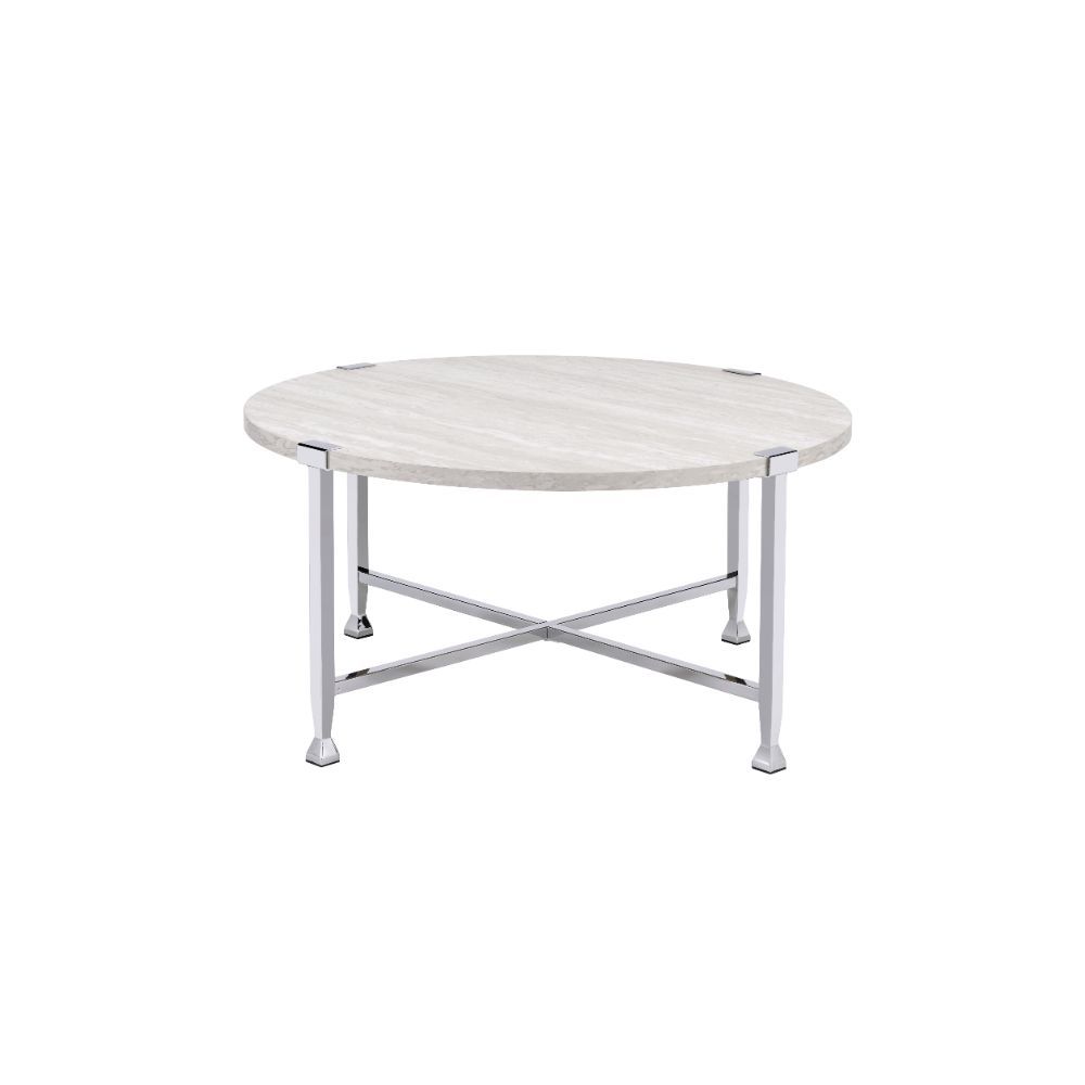 Brecon - Coffee Table - White Oak & Chrome, white, view 2
