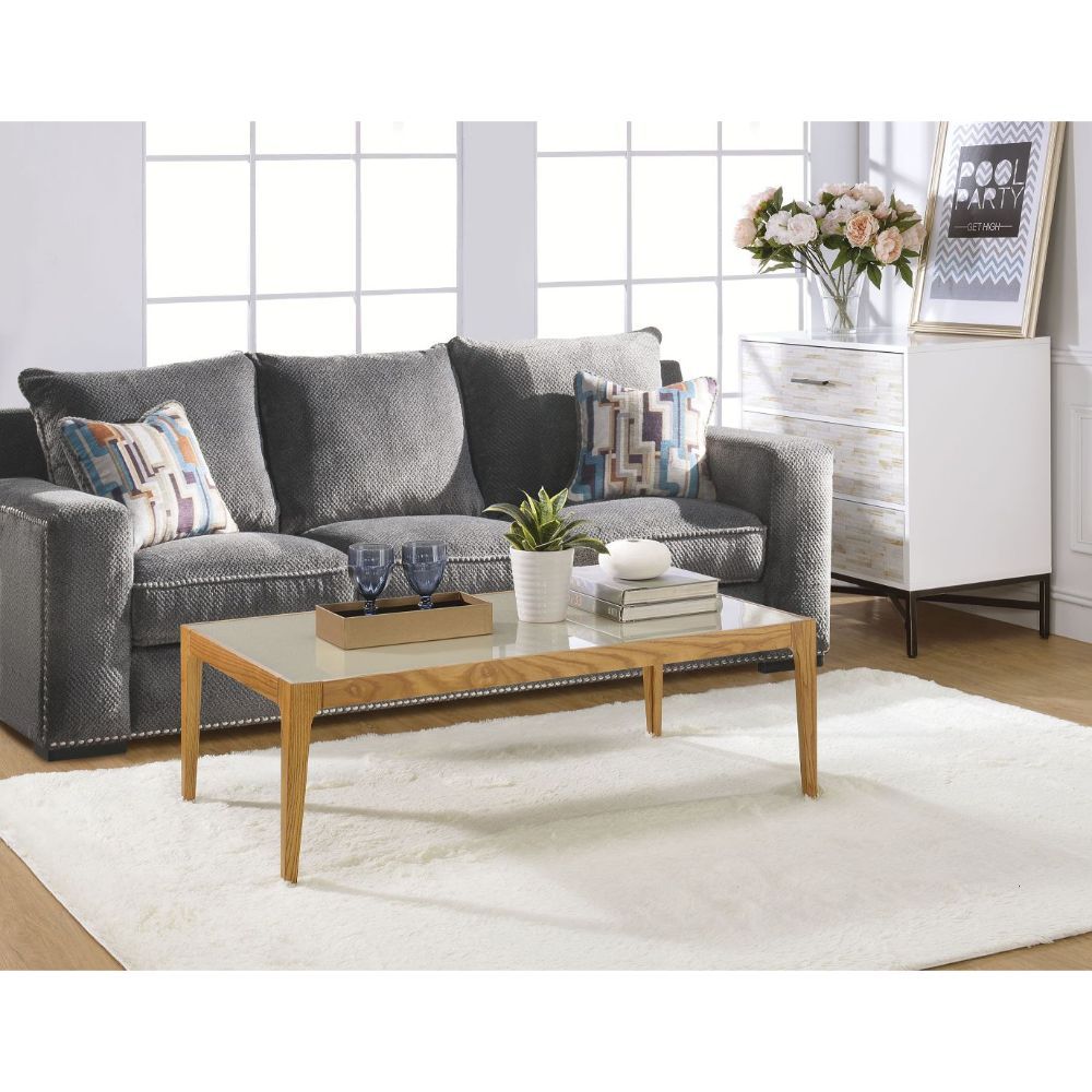 Gwynn - Coffee Table - Frosted Glass & Natural, beige, view 5