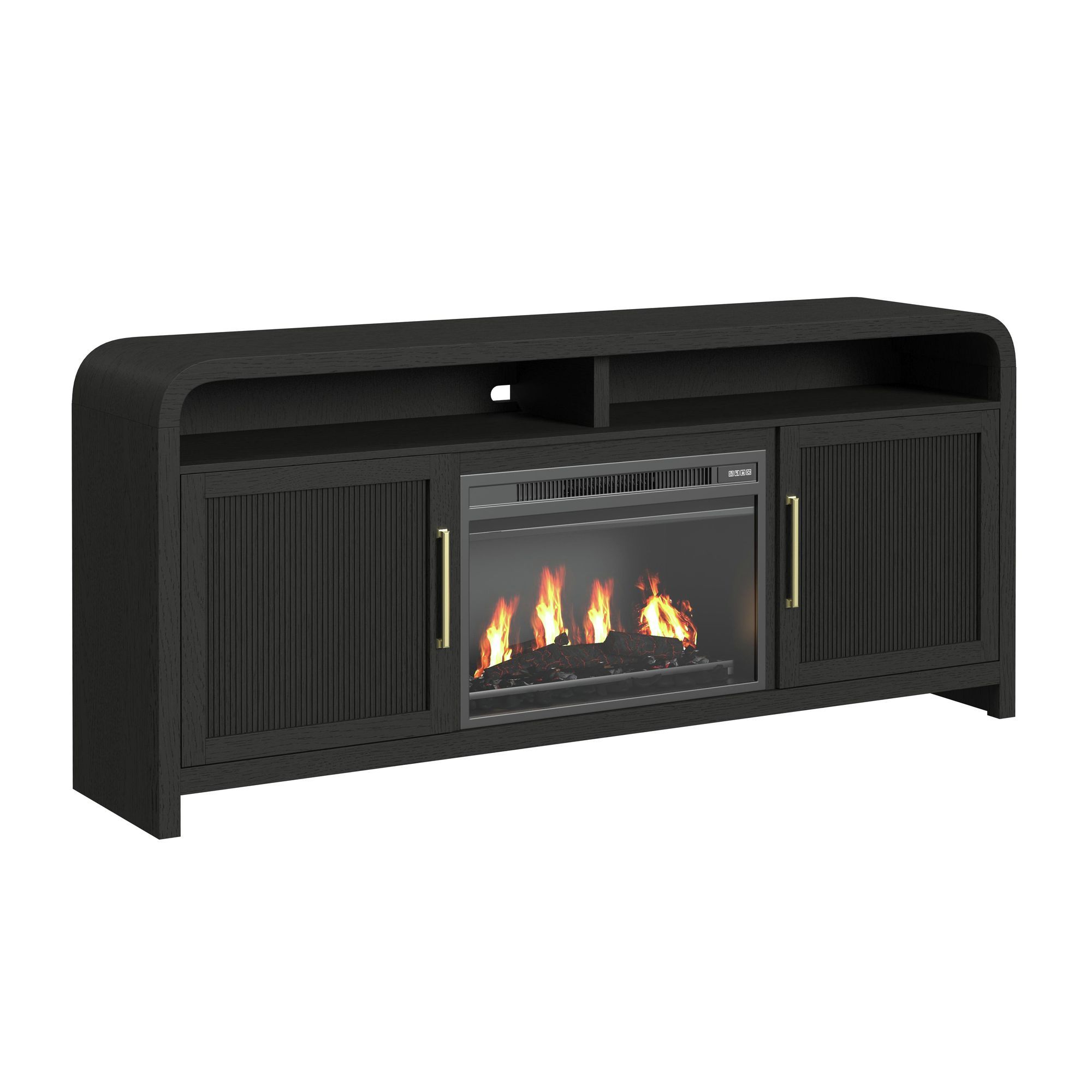 Ridgemont - 70" TV Console With 23" Fireplace Insert - Black With Grain