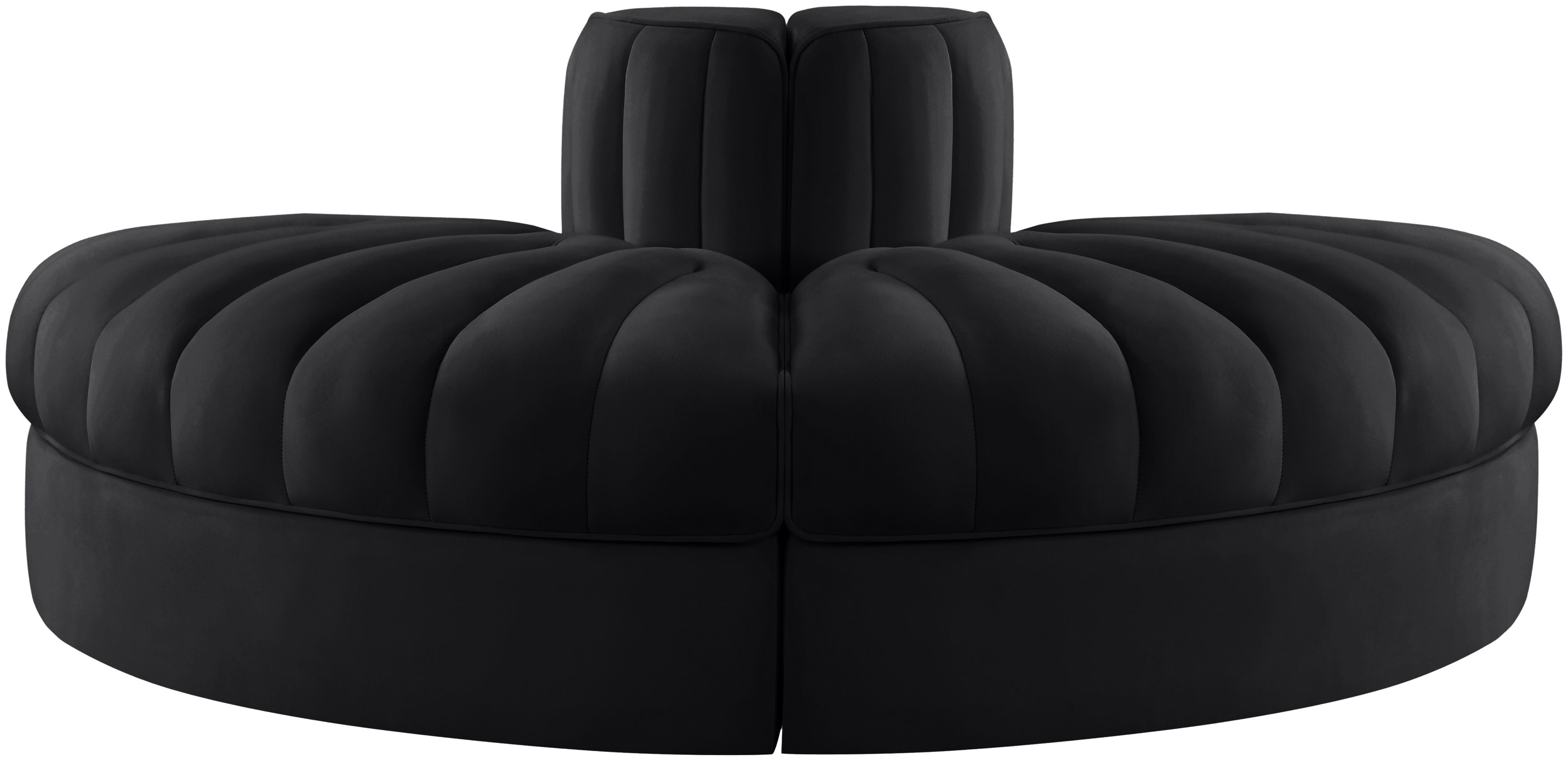 Rummi - Velvet Performance Fabric Upholstered 2 Piece Modular Loveseat - Black