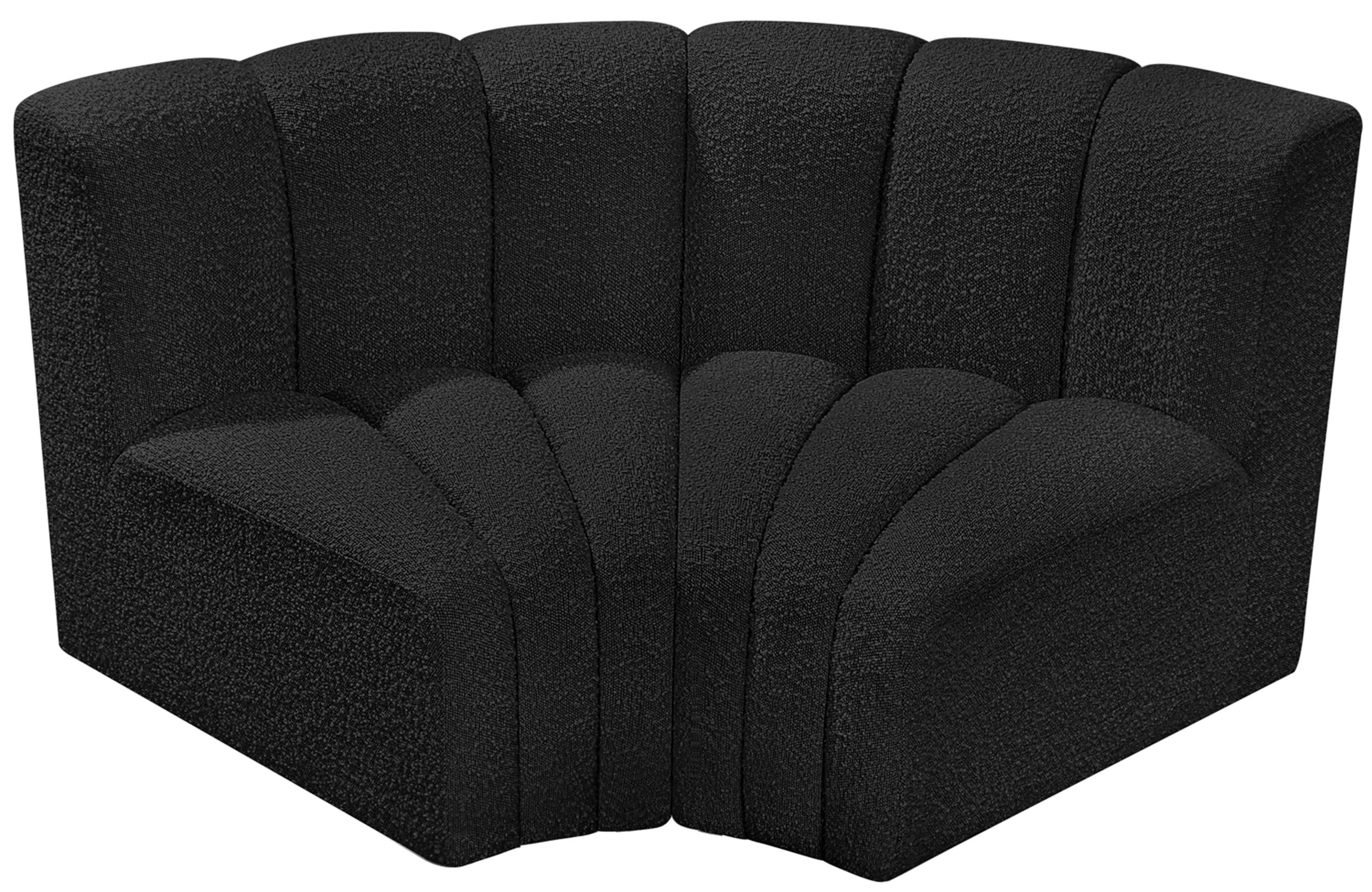 Arc - Boucle Fabric 2 Piece Modular Sofa - Black