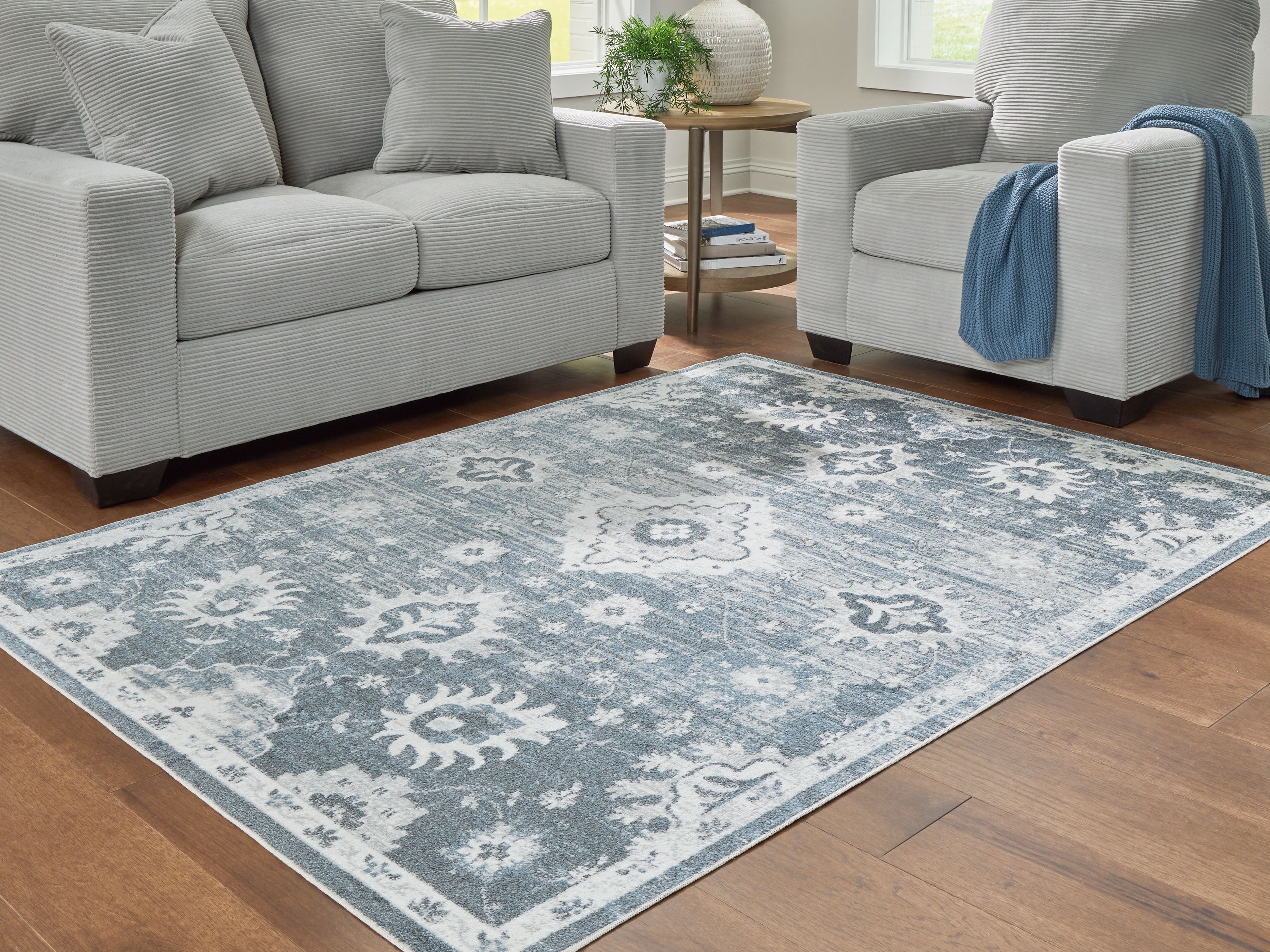 Avanworths - 8' x 10' Washable Rug - Blue / Gray / Ivory