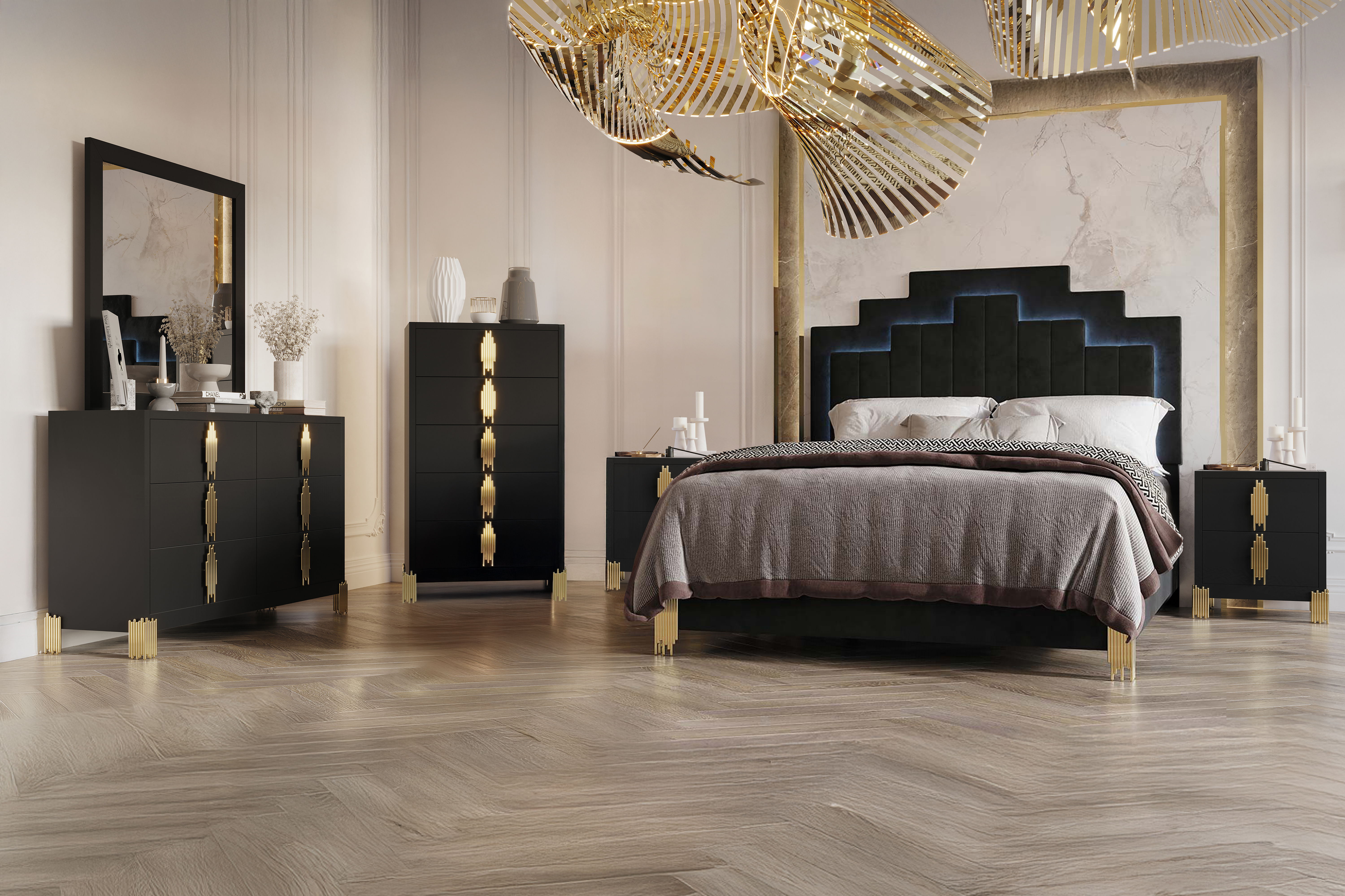 Eastern King · 6 Pc · Bed & Dresser & Mirror & Chest & 2 Nightstands