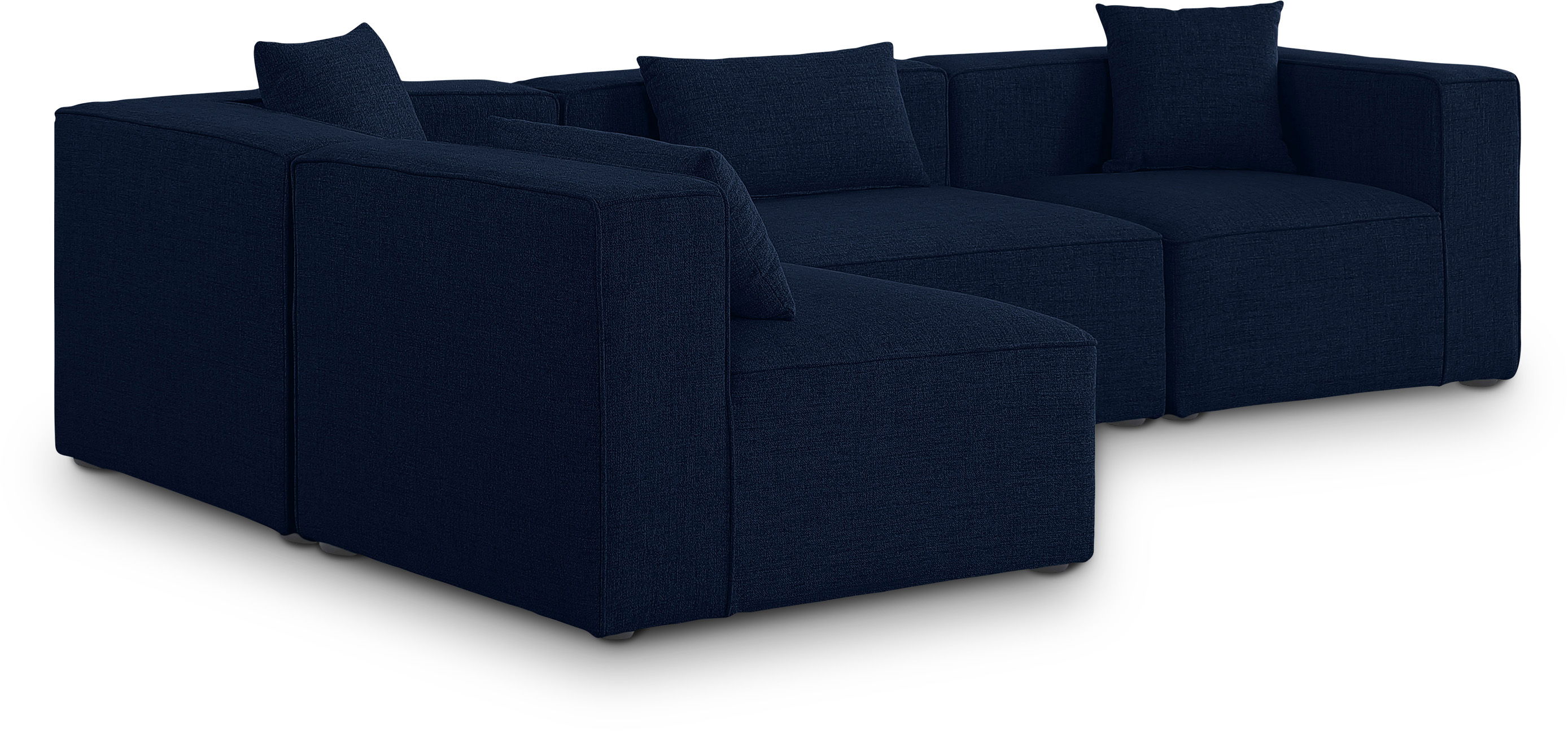 Cube - Linen 4 Piece Modular Corner Sectional - Navy