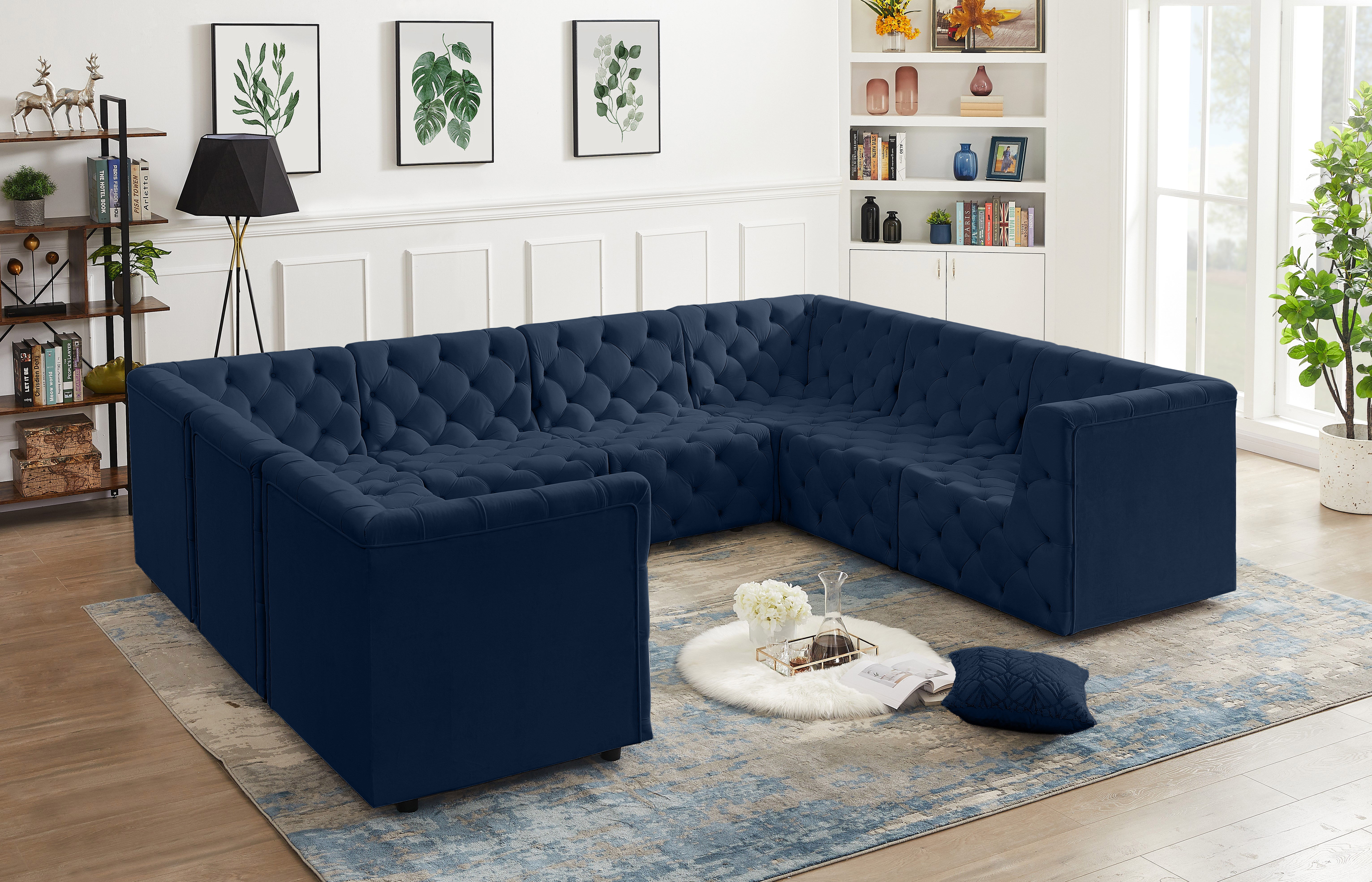 Tuft - 8 Piece Modular U-Shaped Sectional - Navy