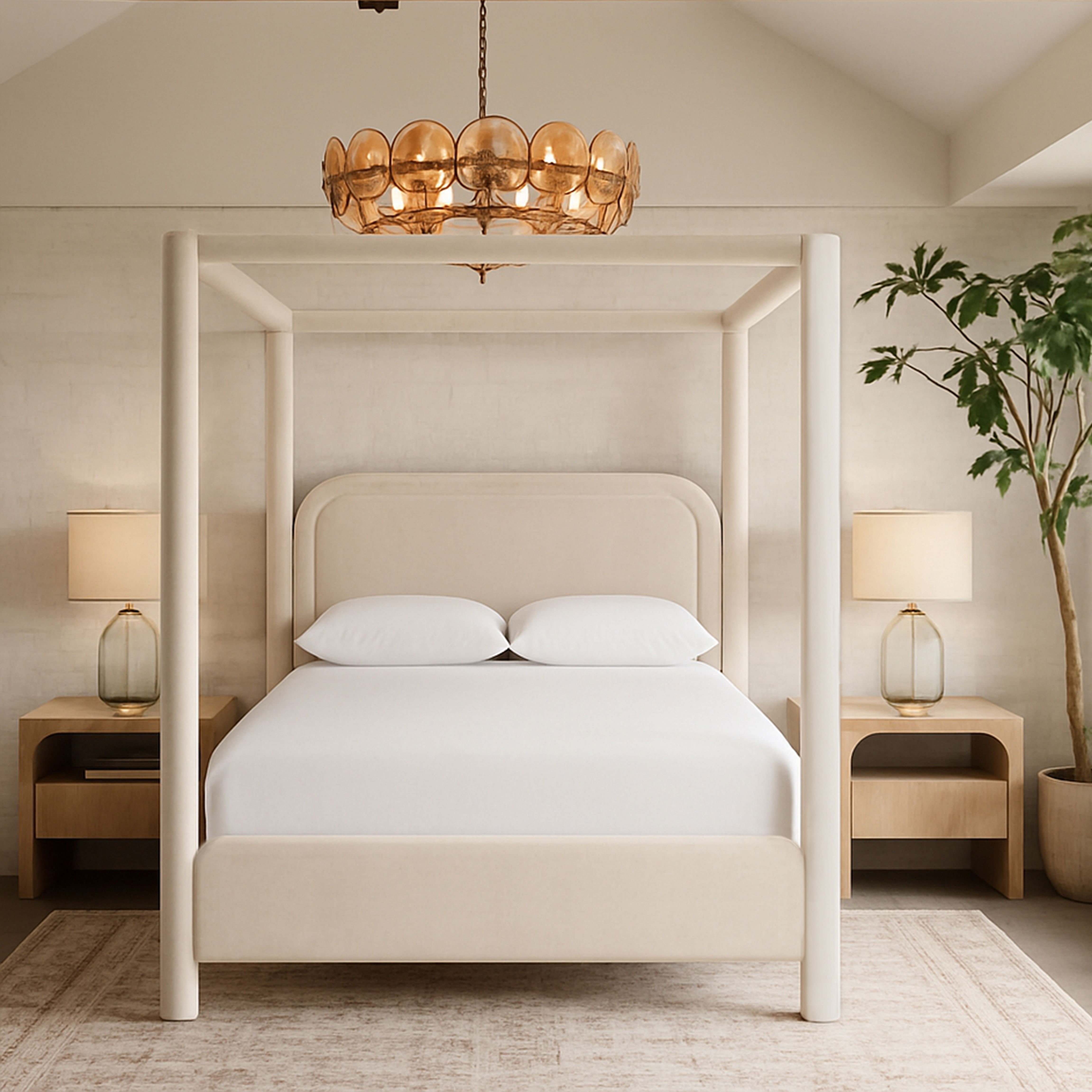 Salina - Velvet Upholstered King Bed - Cream