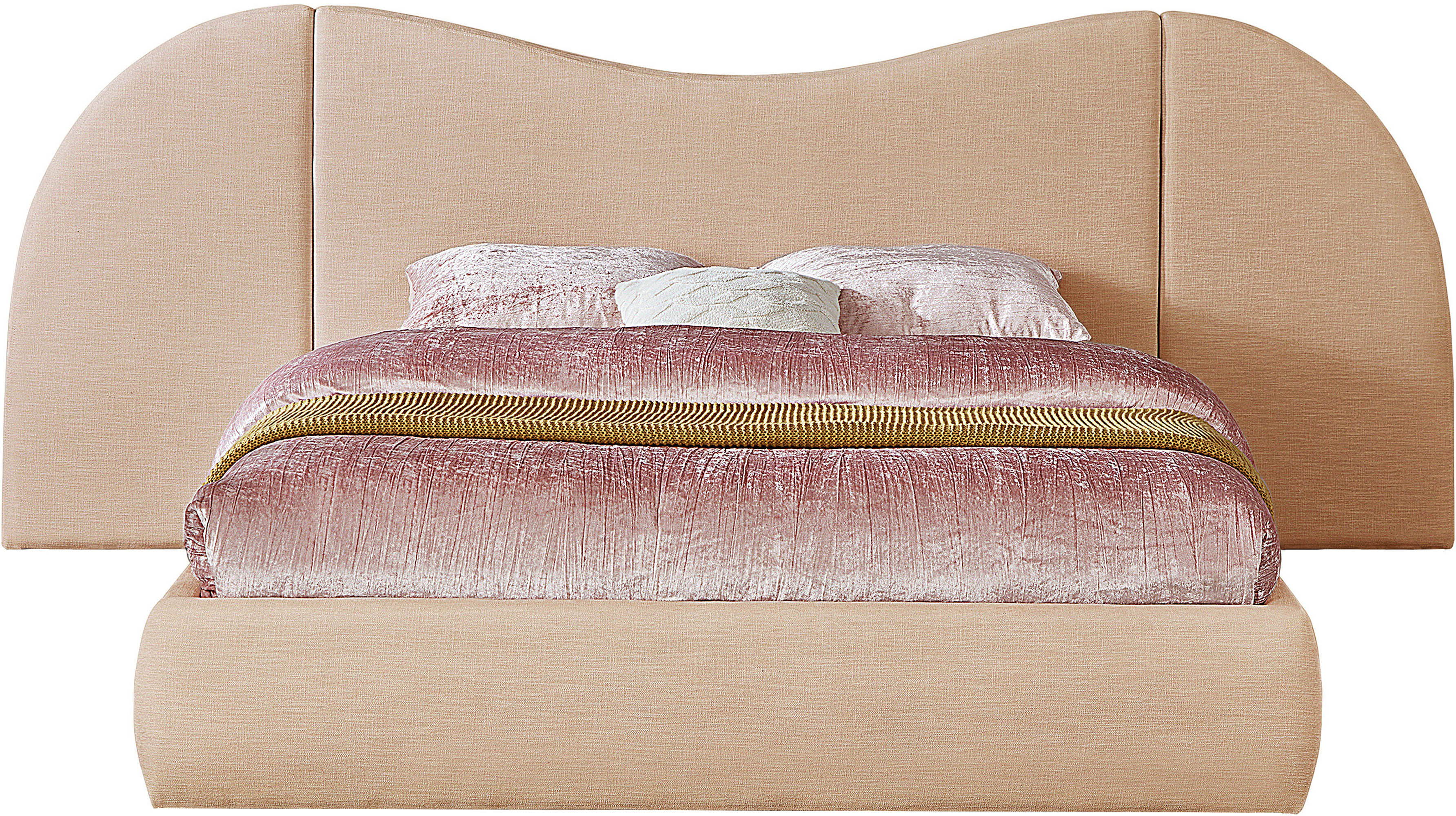Everest - Linen Fabric Queen Bed - Tan