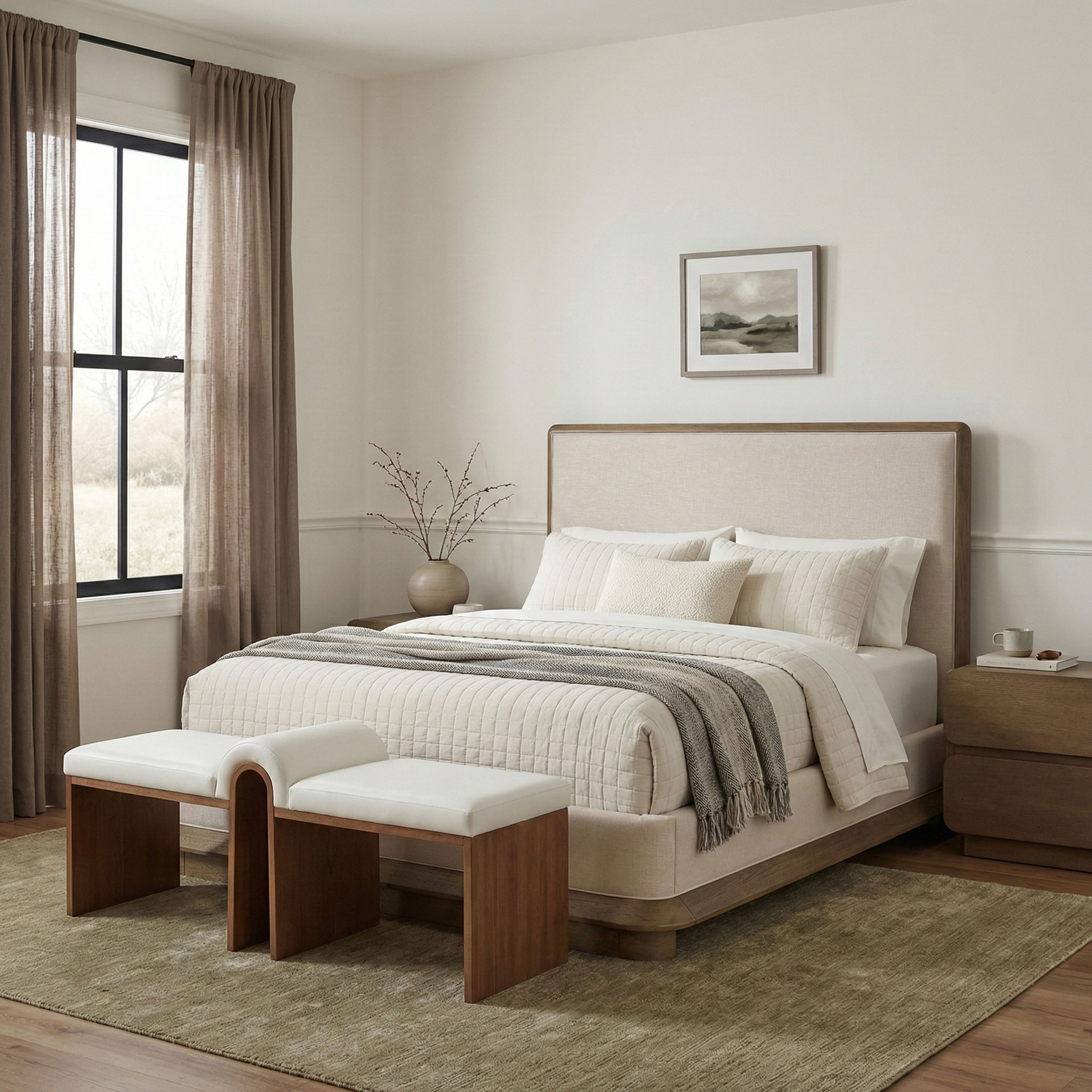Adagio - Fabric Upholstered King Bed (3 Boxes) - Brown