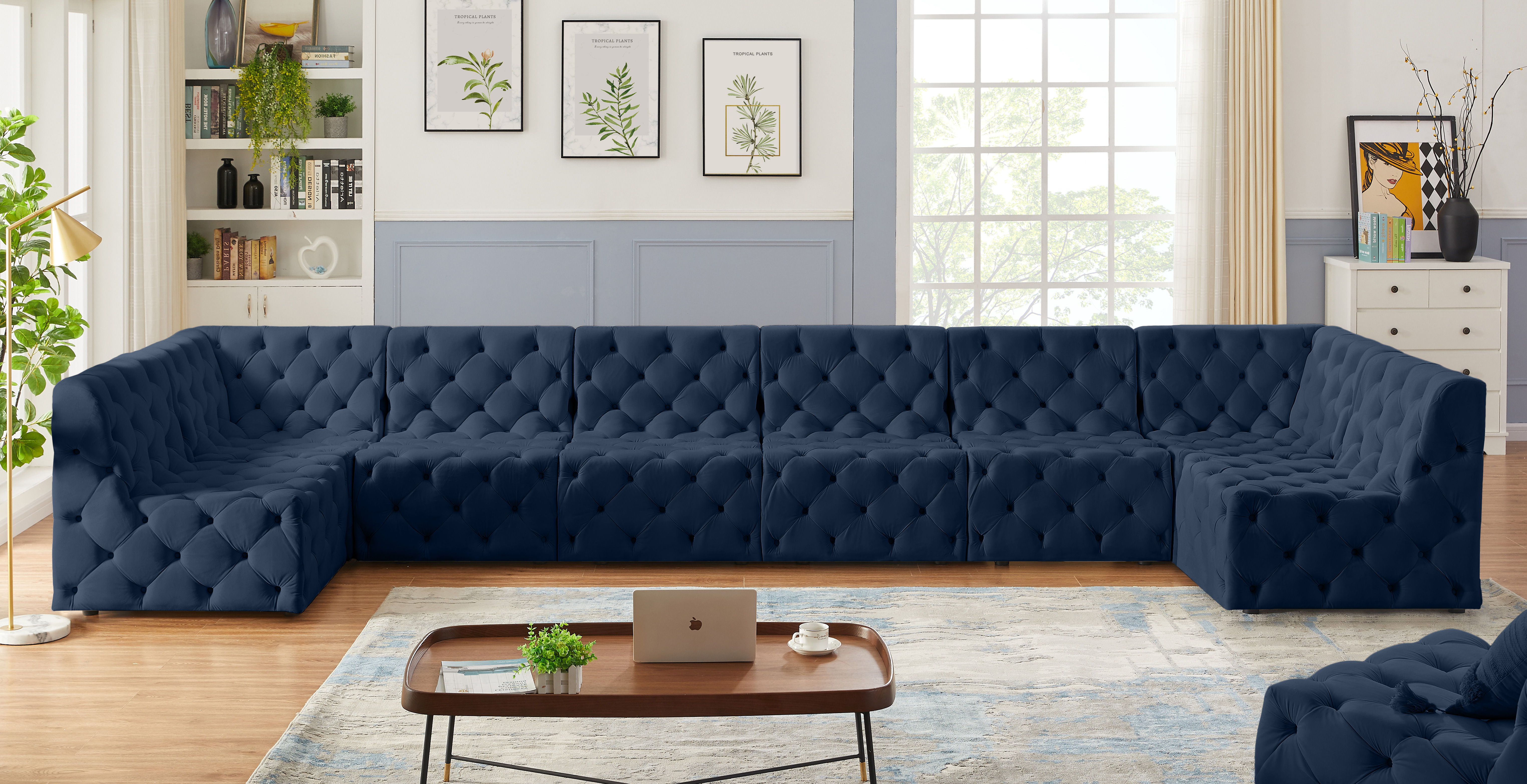 Tuft - 8 Piece Modular U-Shaped Armless Sectional - Navy