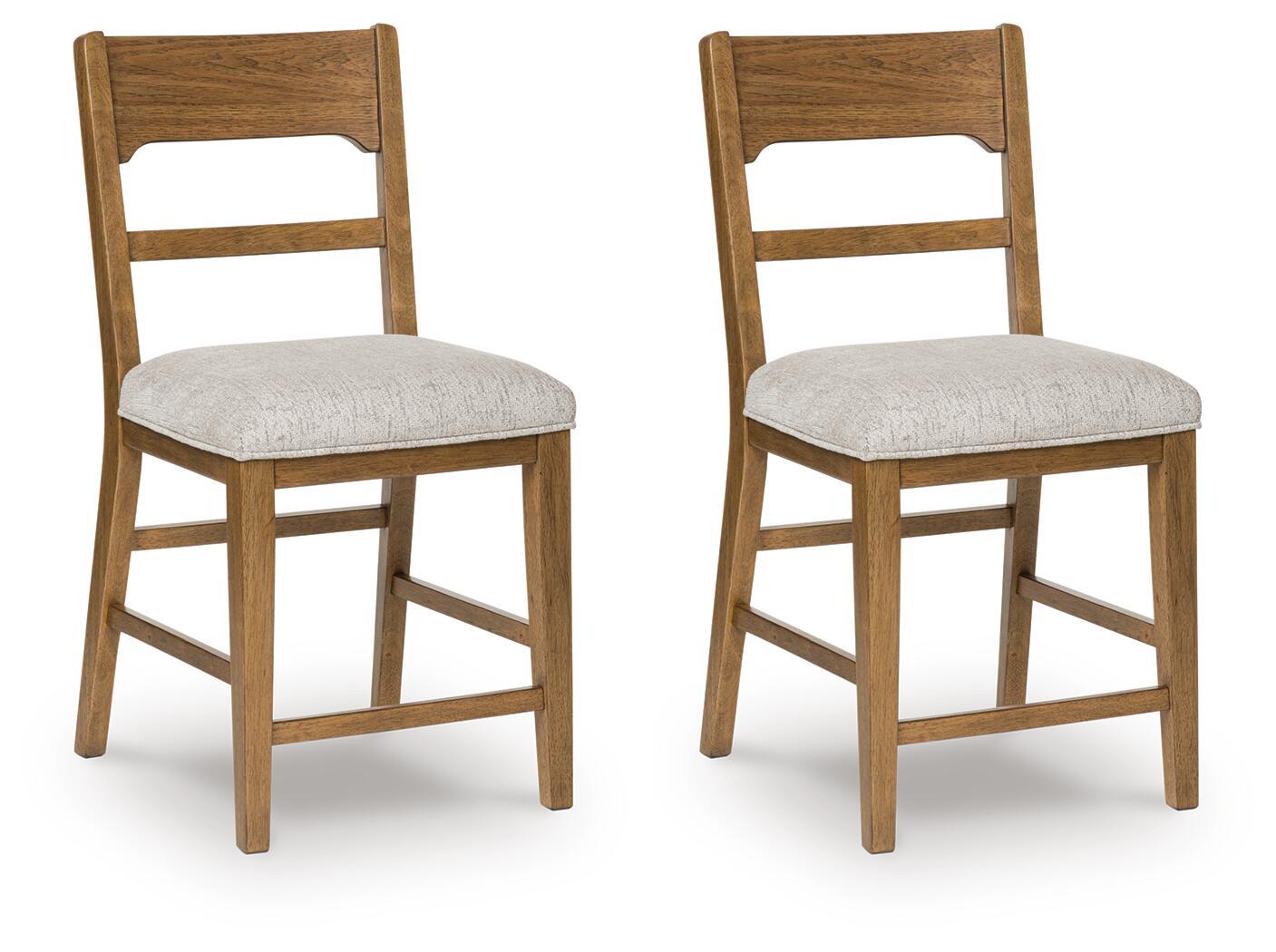 Cabalynn – Upholstered Barstool (Set of 2) – Oatmeal / Light Brown