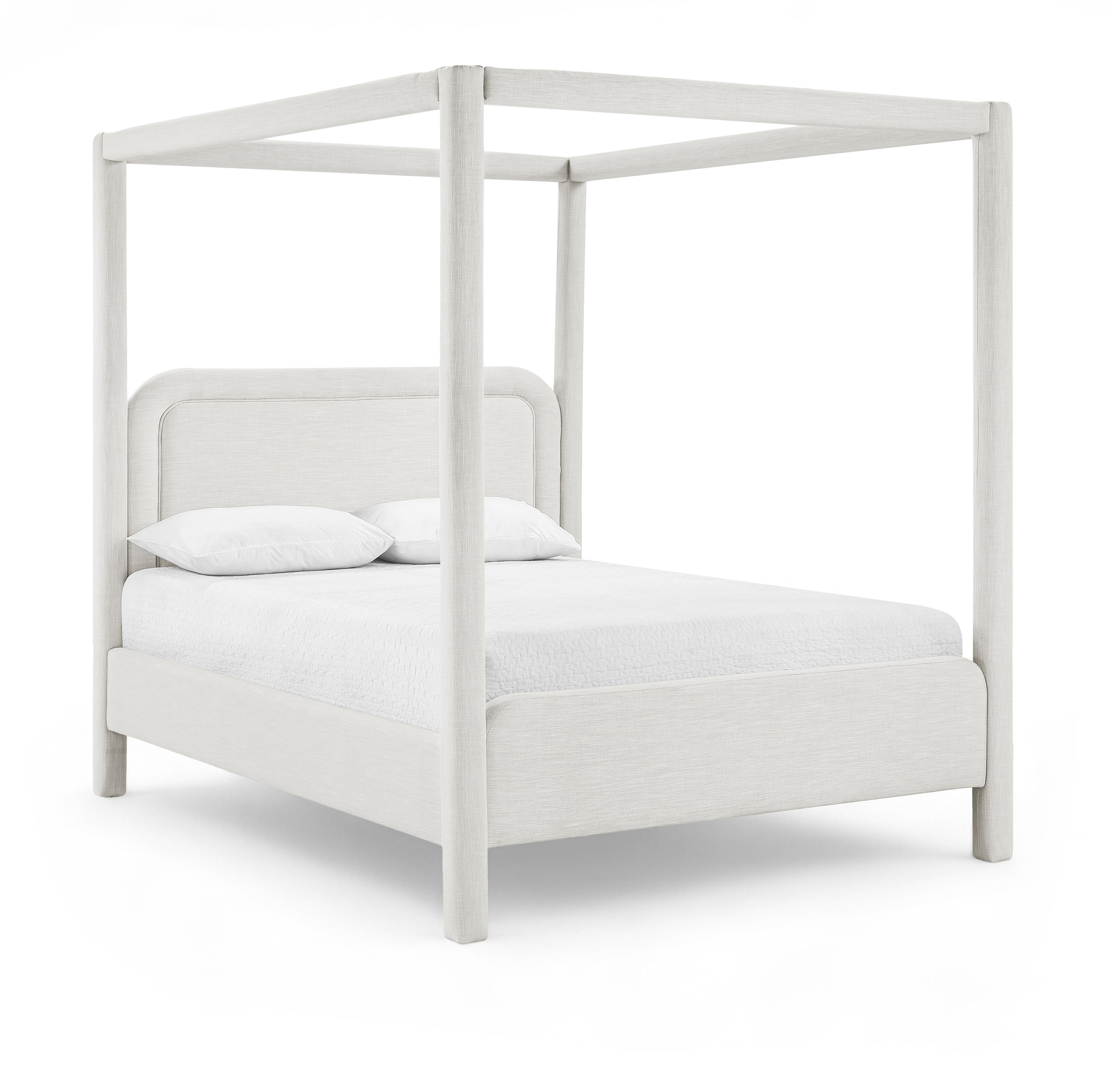 Salina - Linen Textured Fabric Upholstered Queen Bed - Cream