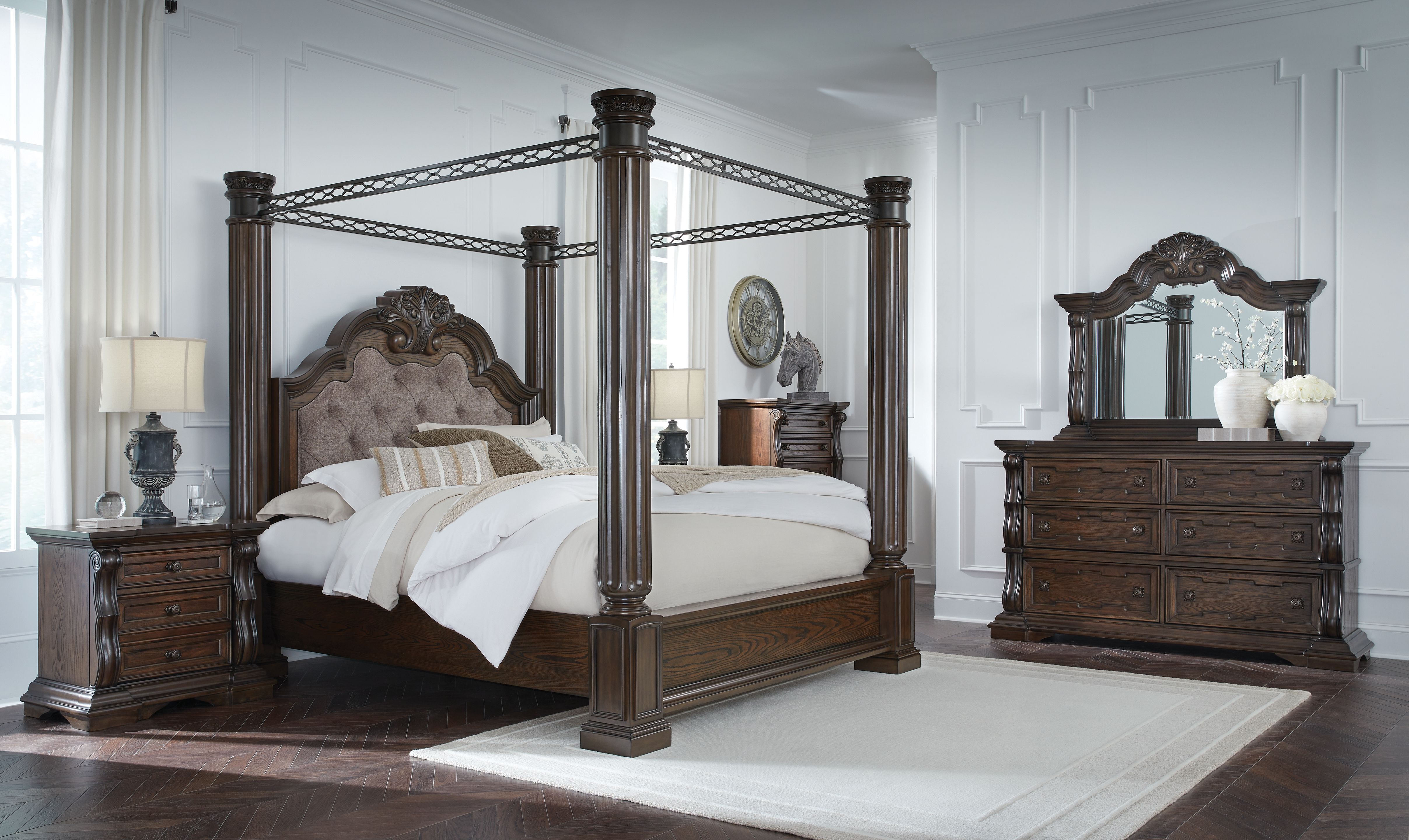 Ashley Furniture Maylee - California King Canopy Bed - Dark Brown - Image 5