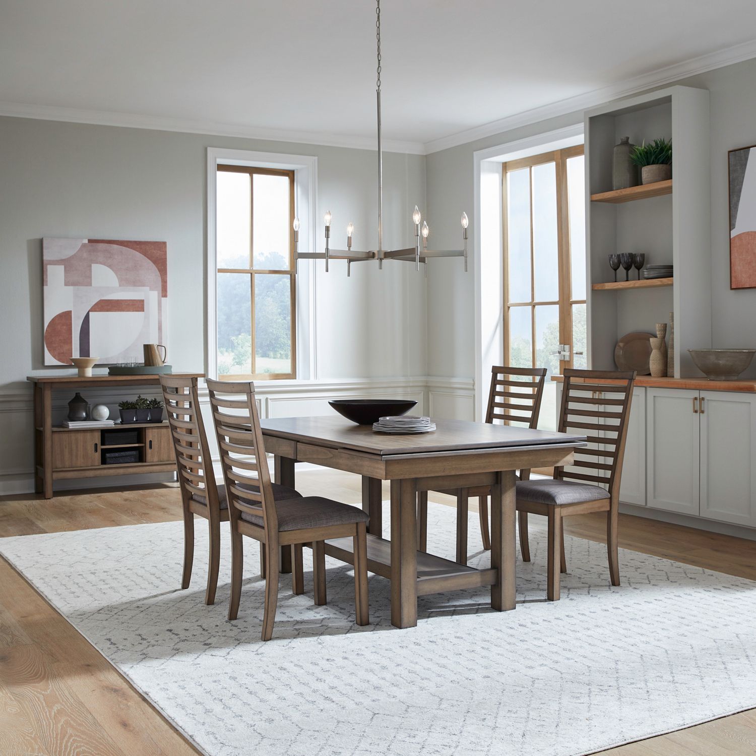 Liberty Furniture Brook Bay - 5 Piece Trestle Table Set - Brown