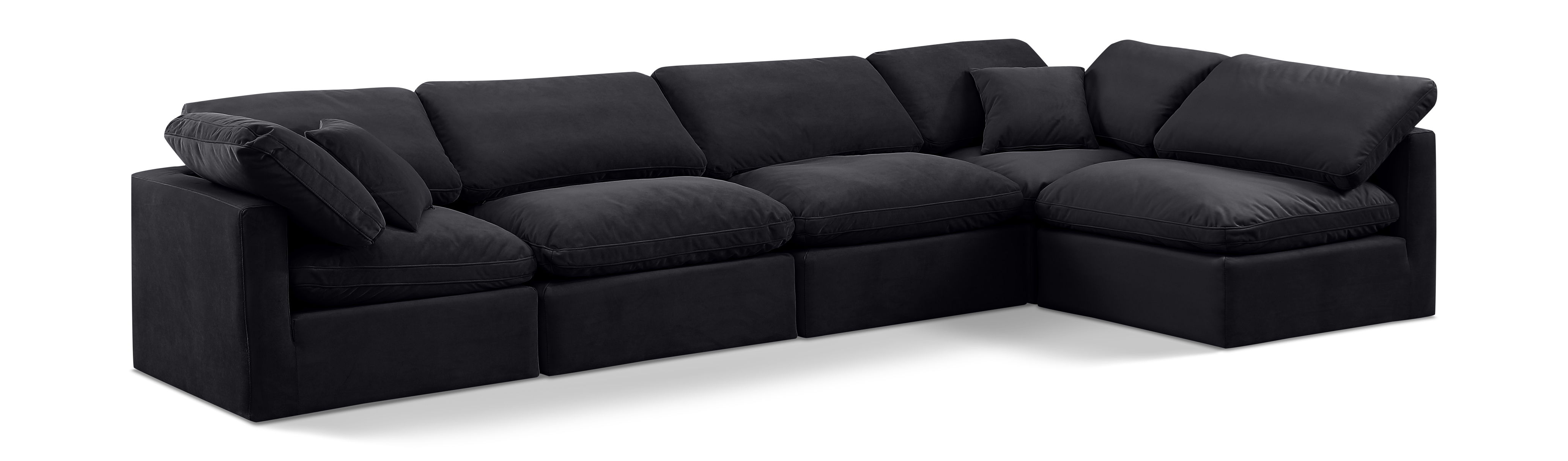 Indulge - Velvet 5 Piece Modular Sectional - Charcoal