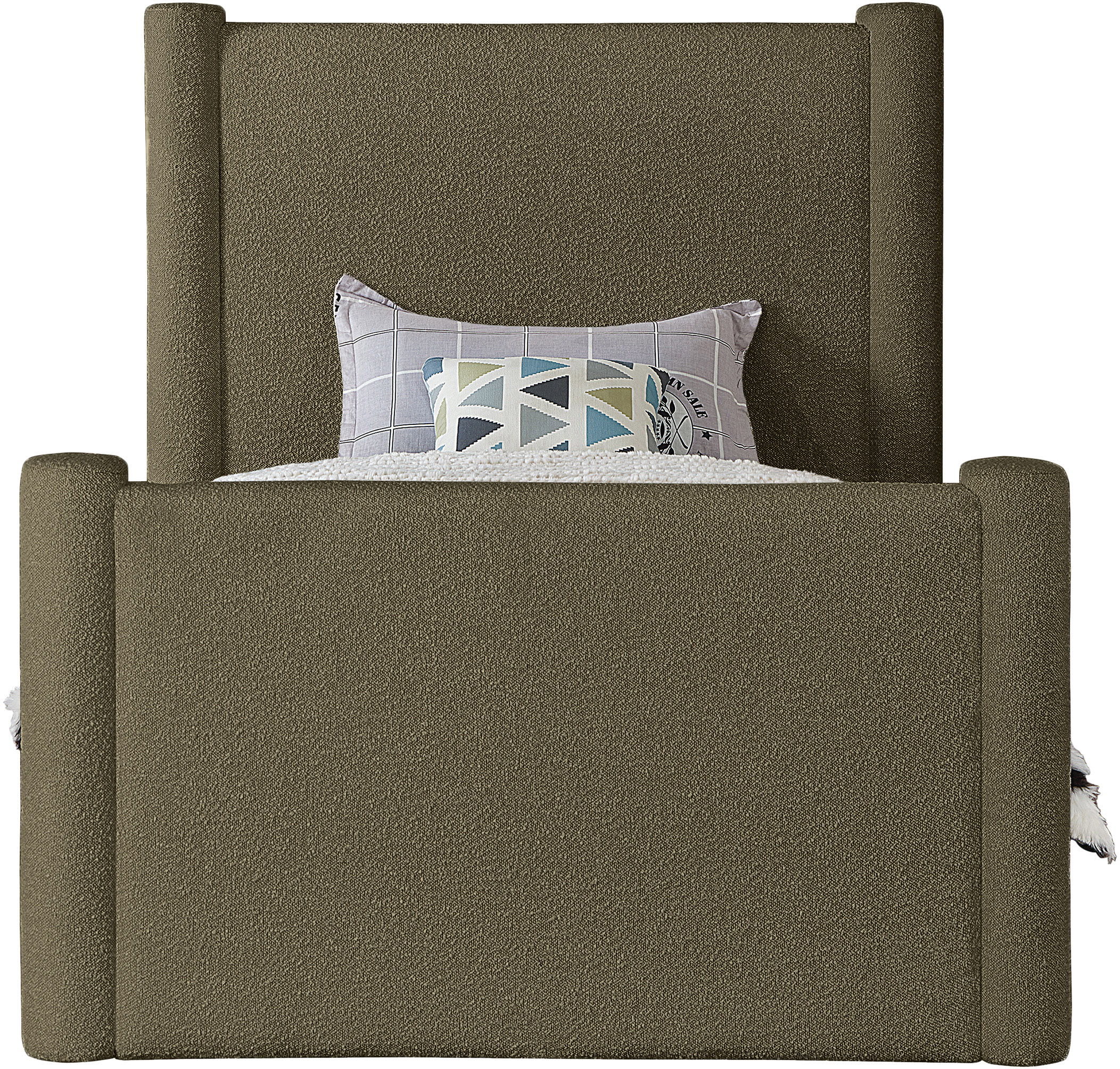 Elias - Boucle Twin Bed - Olive Green