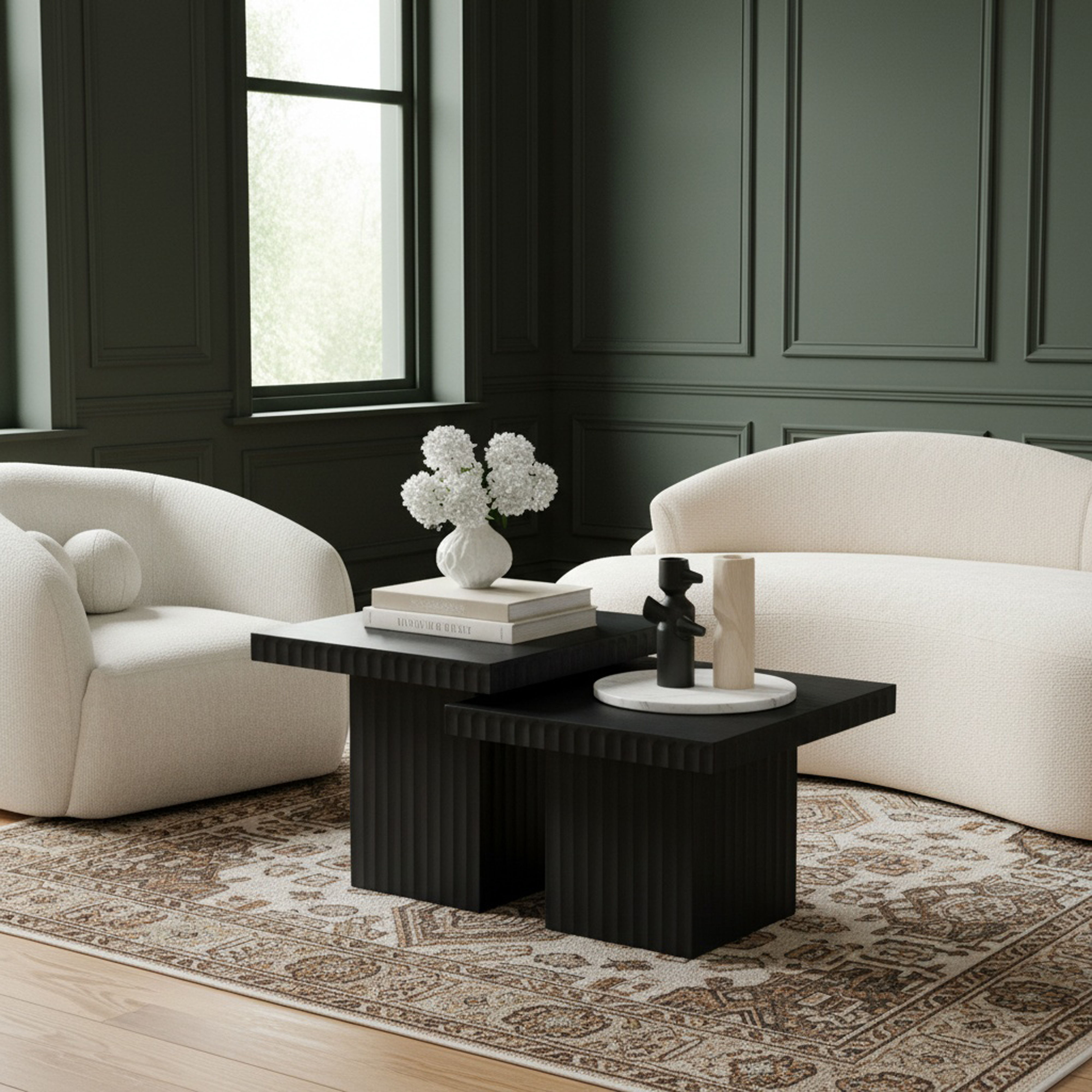 Spencer - 18" Oak Veneer 2 Piece Coffee Table - Black